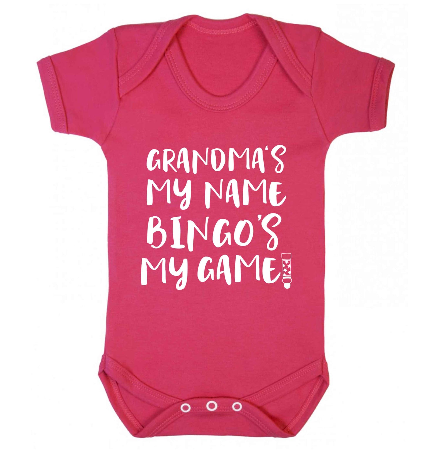 Grandma's my name bingo's my game! Baby Vest dark pink 18-24 months