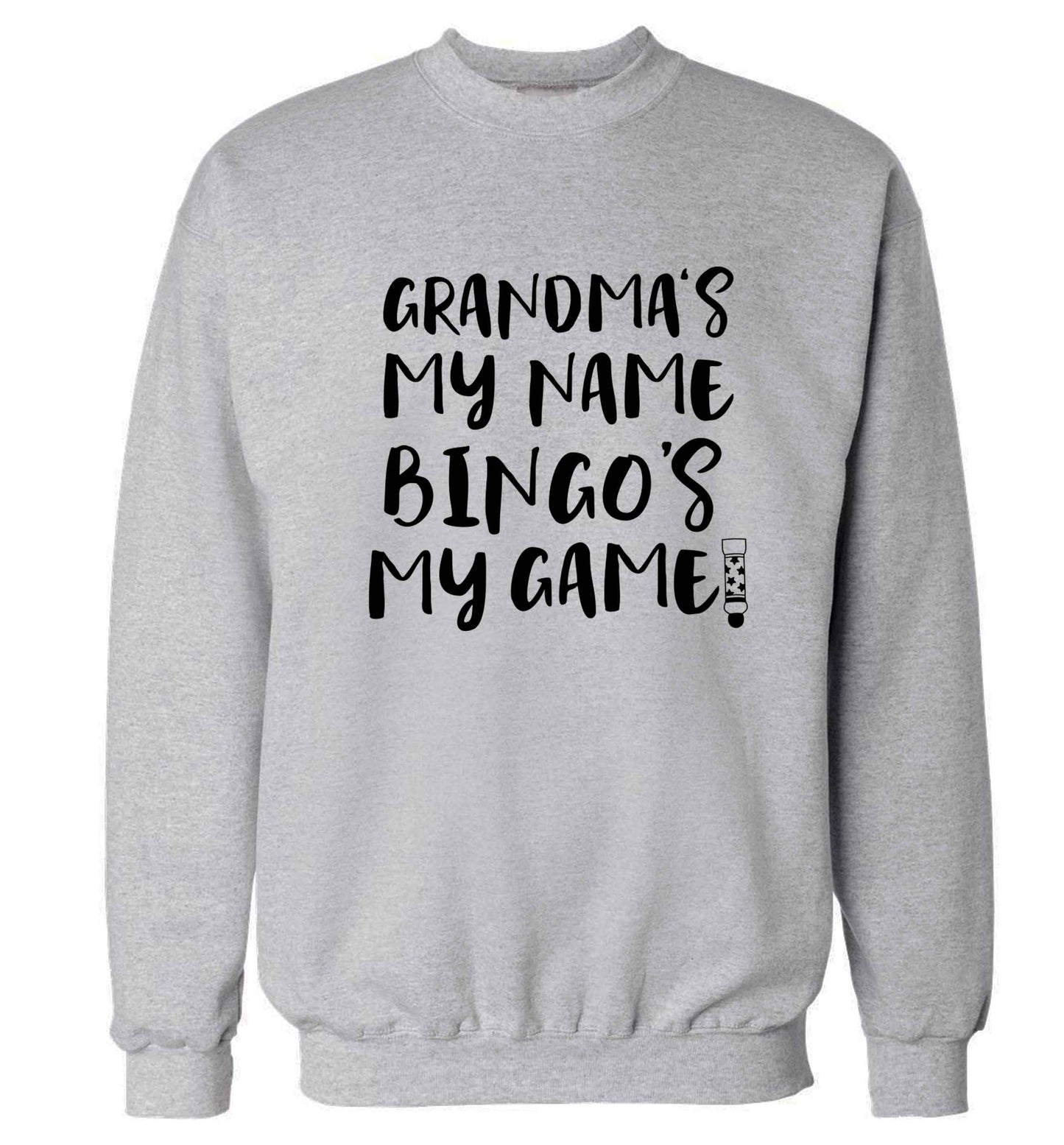 Grandma's my name bingo's my game! Adult's unisex grey Sweater 2XL