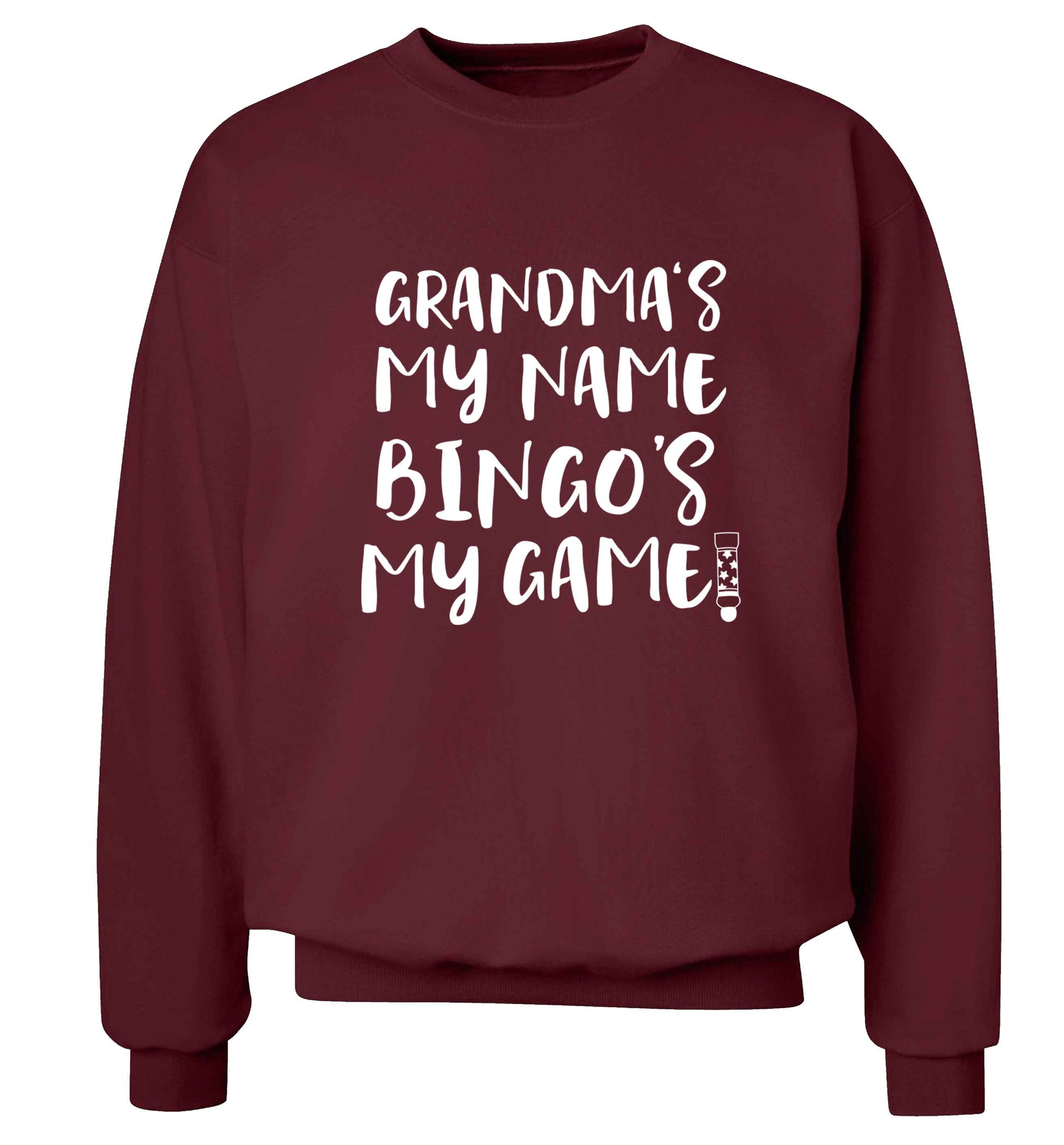 Grandma's my name bingo's my game! Adult's unisex maroon Sweater 2XL