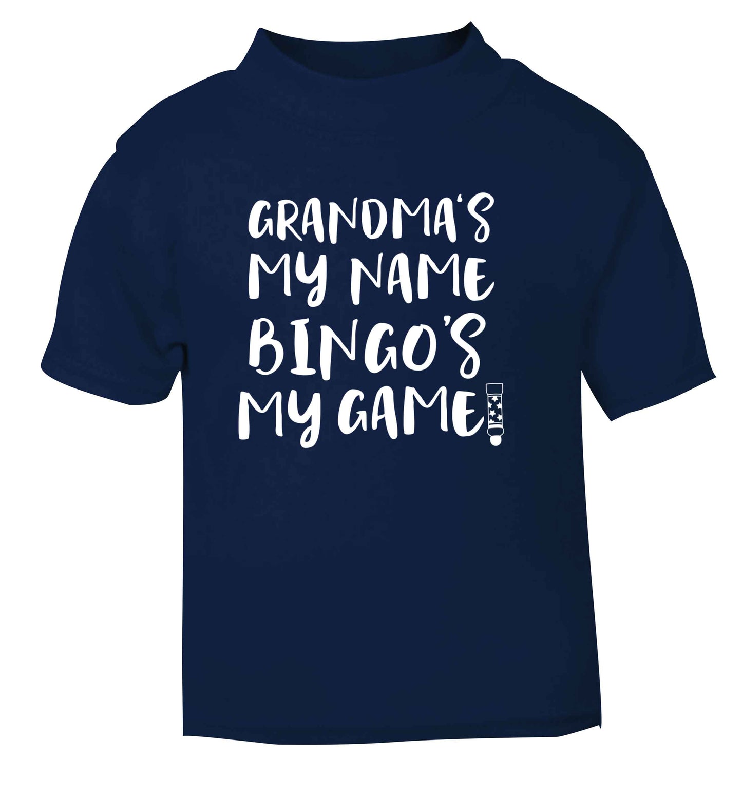Grandma's my name bingo's my game! navy Baby Toddler Tshirt 2 Years