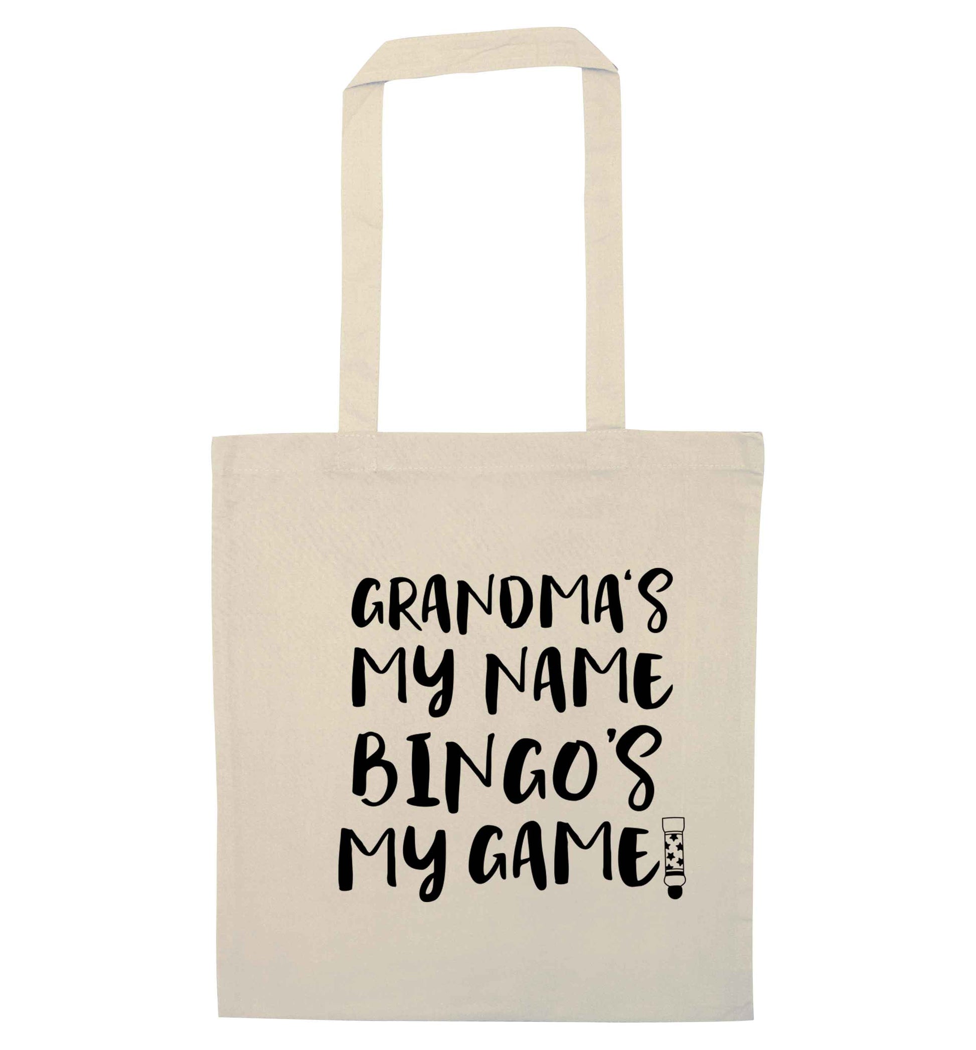 Grandma's my name bingo's my game! natural tote bag