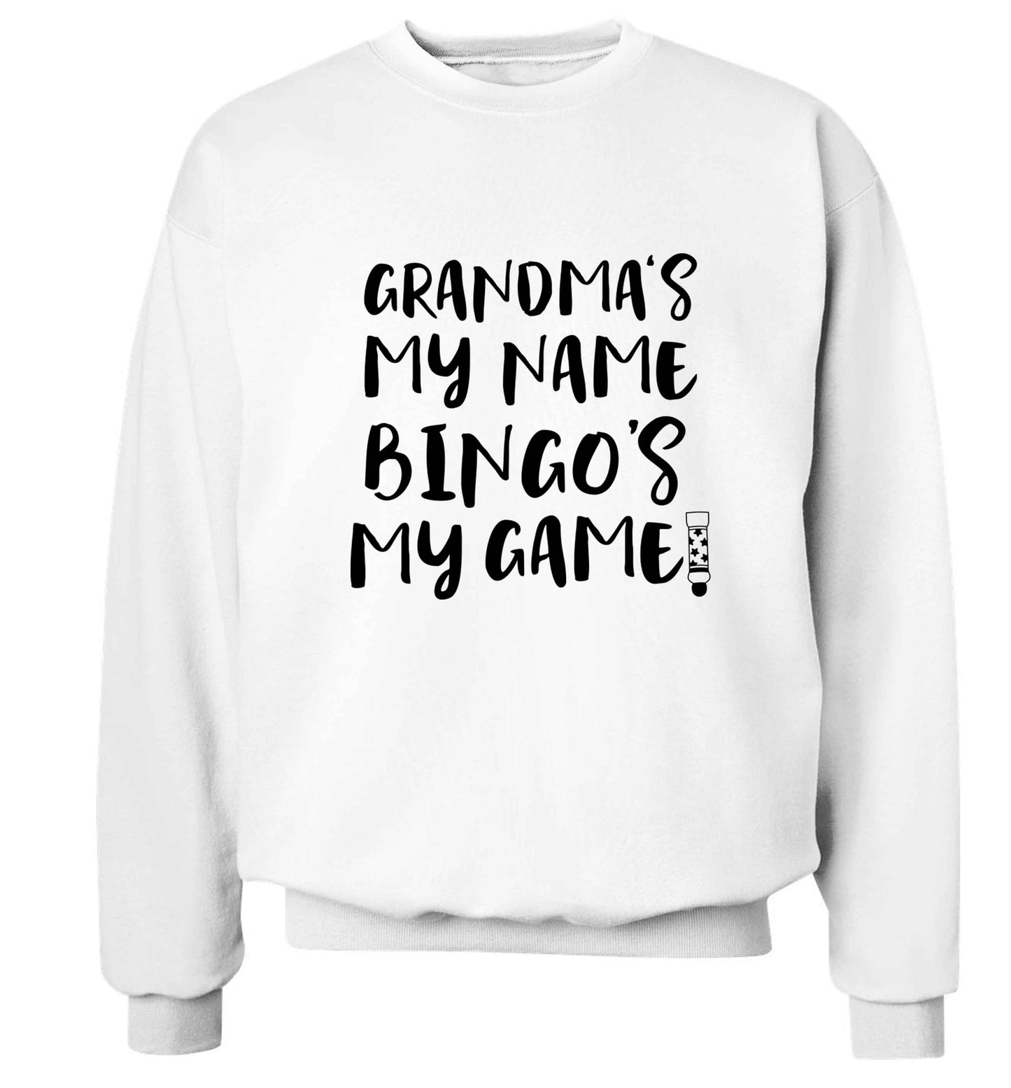 Grandma's my name bingo's my game! Adult's unisex white Sweater 2XL