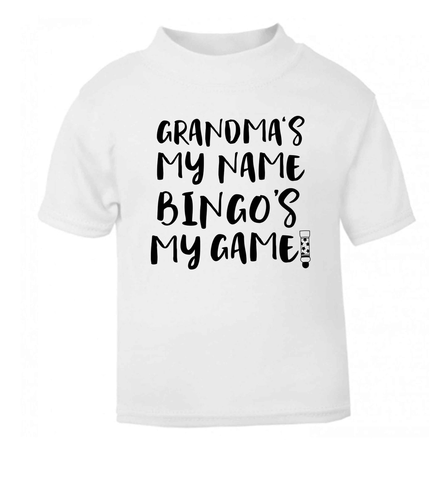 Grandma's my name bingo's my game! white Baby Toddler Tshirt 2 Years