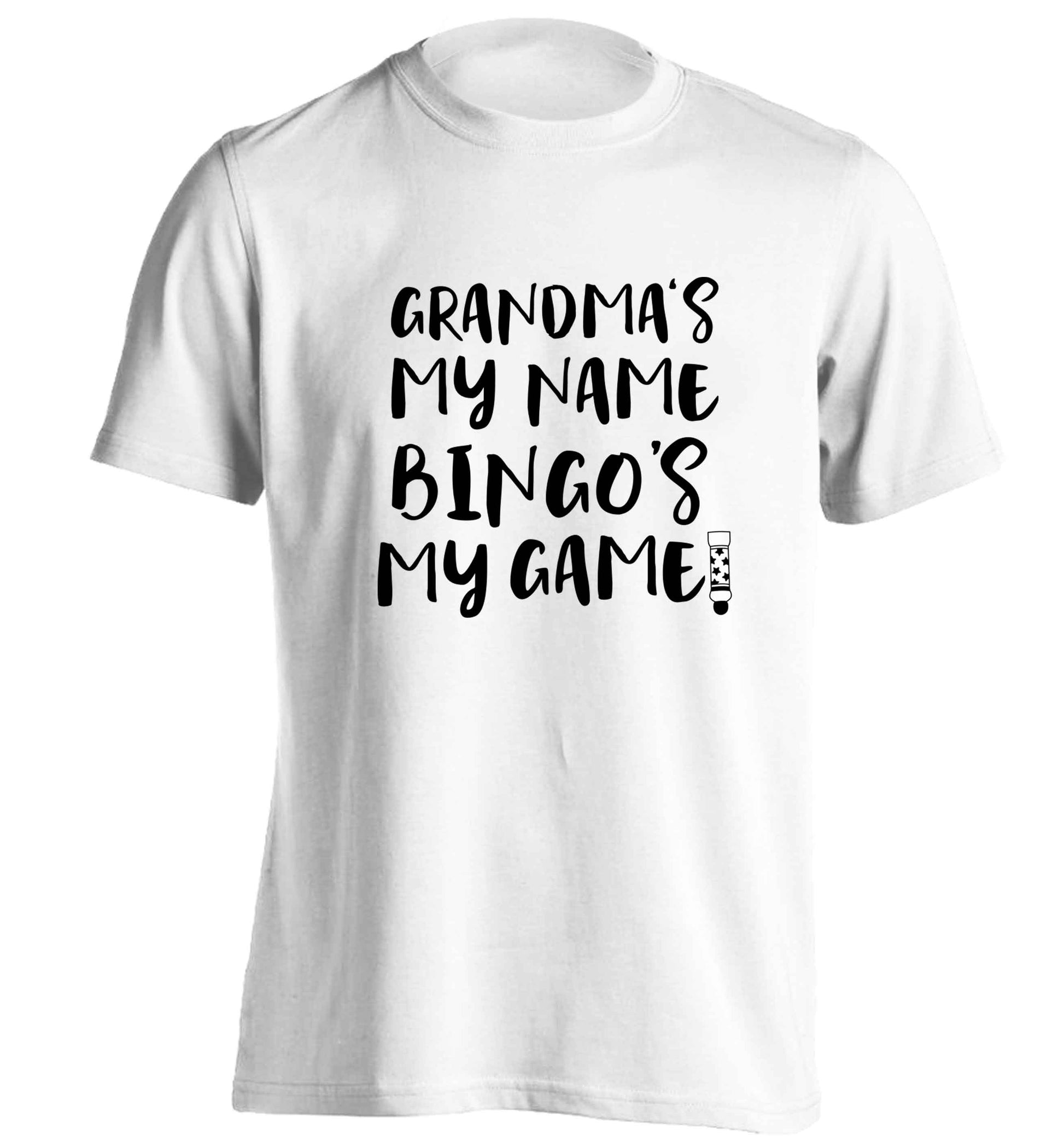 Grandma's my name bingo's my game! adults unisex white Tshirt 2XL