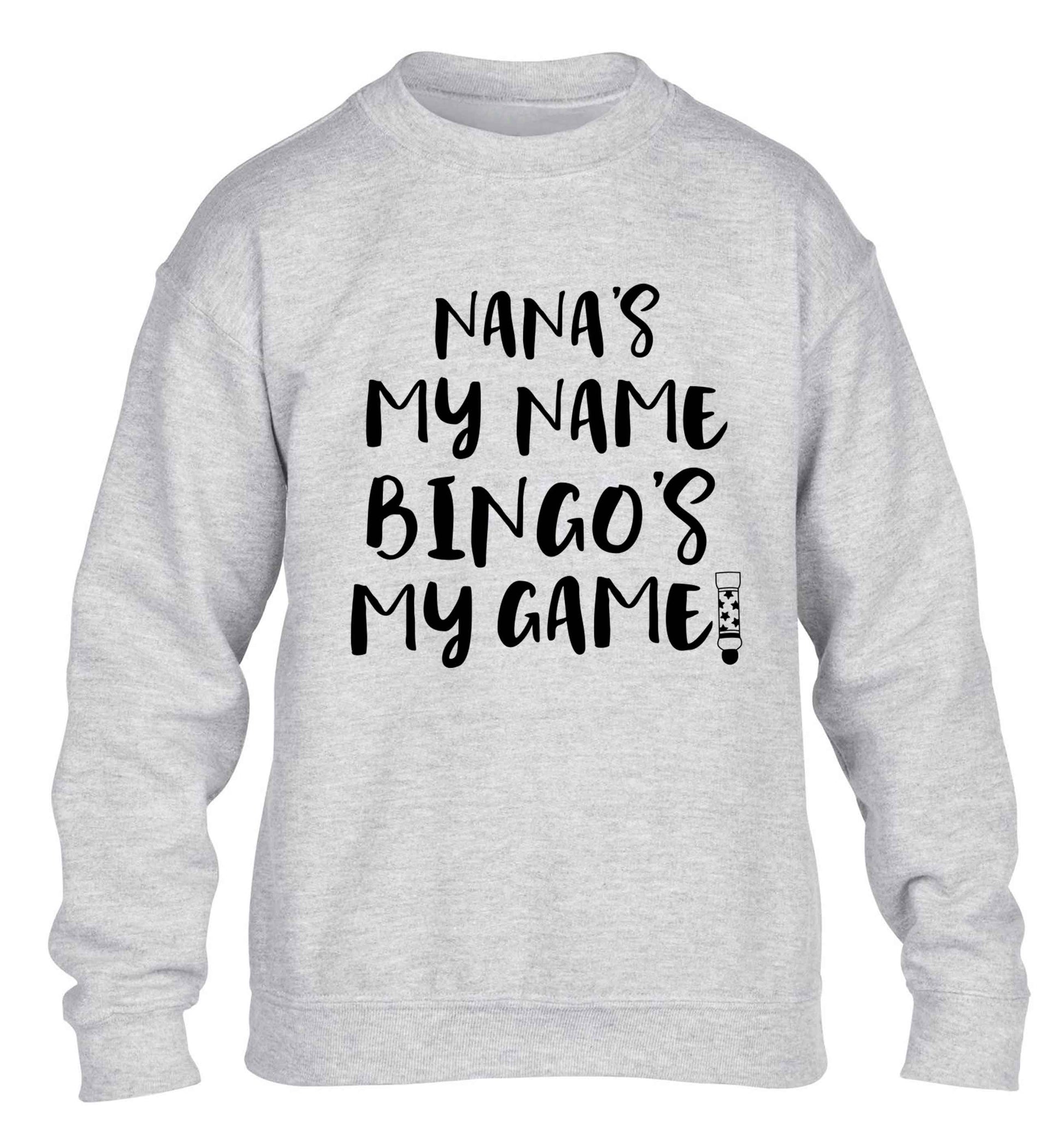 Nana's my name bingo's my game! children's grey sweater 12-13 Years