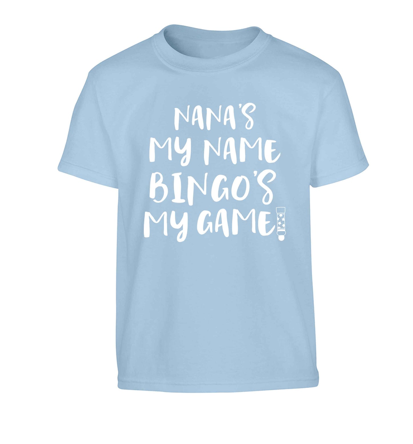 Nana's my name bingo's my game! Children's light blue Tshirt 12-13 Years