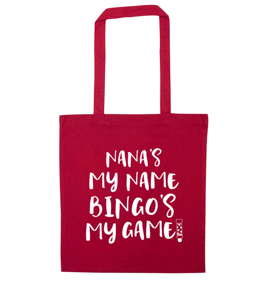 Nana's my name bingo's my game! red tote bag