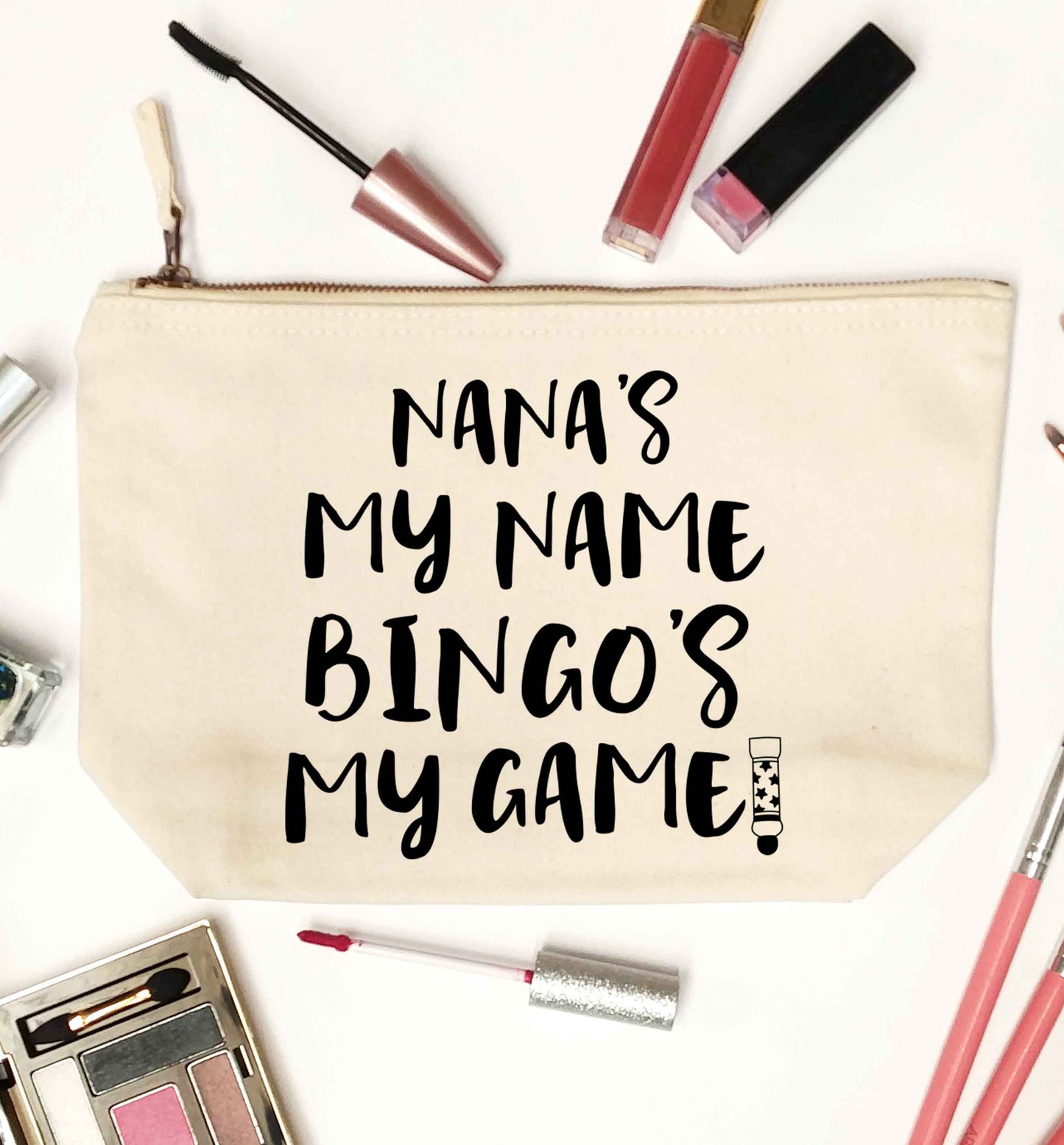 Nana's my name bingo's my game! natural makeup bag