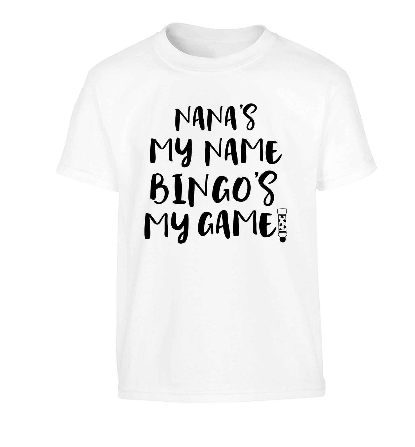 Nana's my name bingo's my game! Children's white Tshirt 12-13 Years