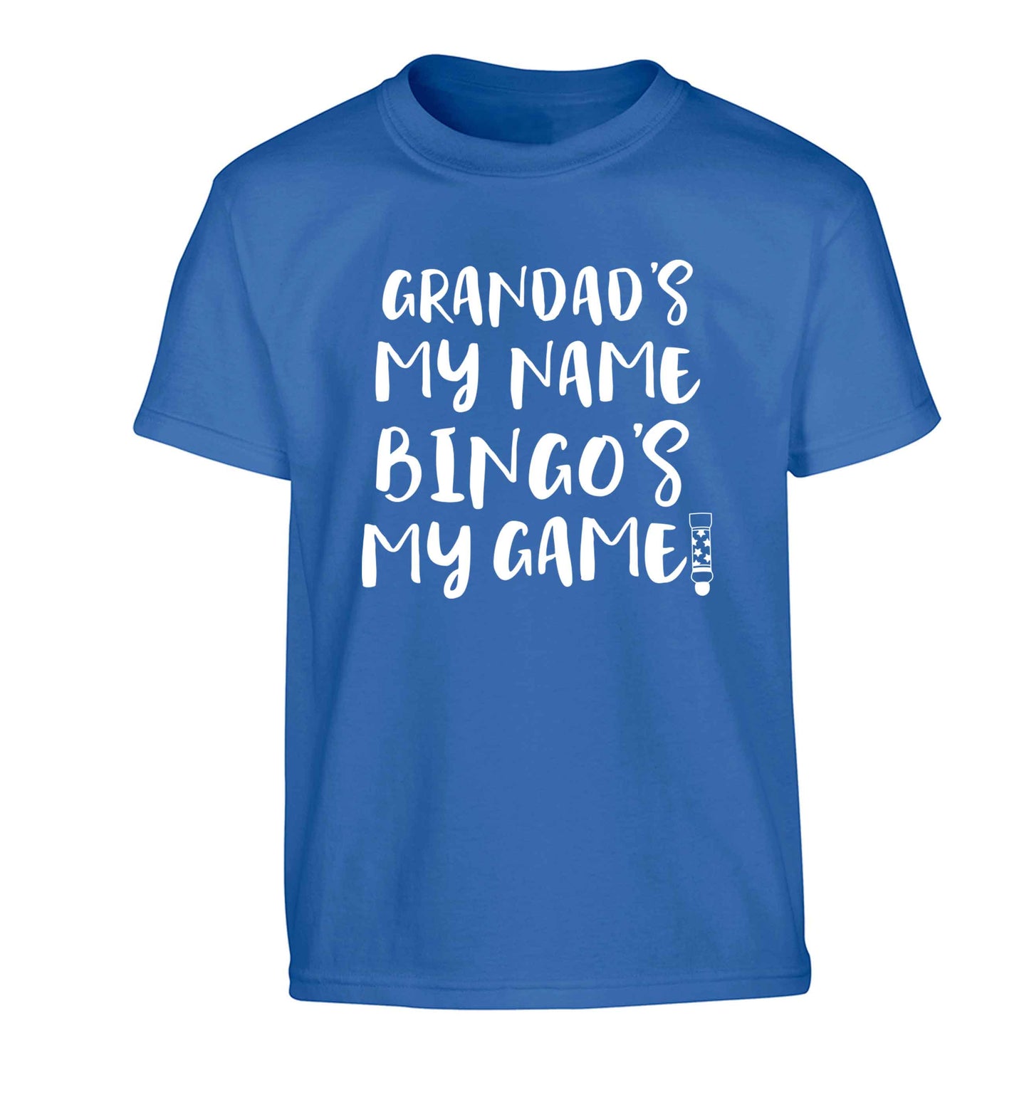 Grandad's my name bingo's my game! Children's blue Tshirt 12-13 Years