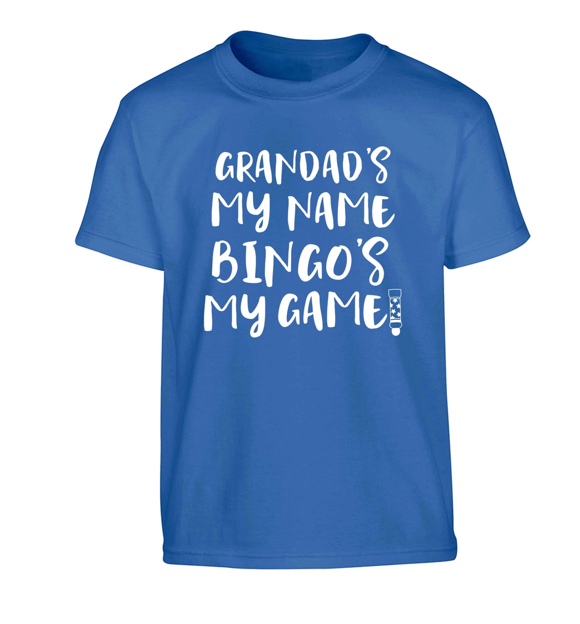 Grandad's my name bingo's my game! Children's blue Tshirt 12-13 Years