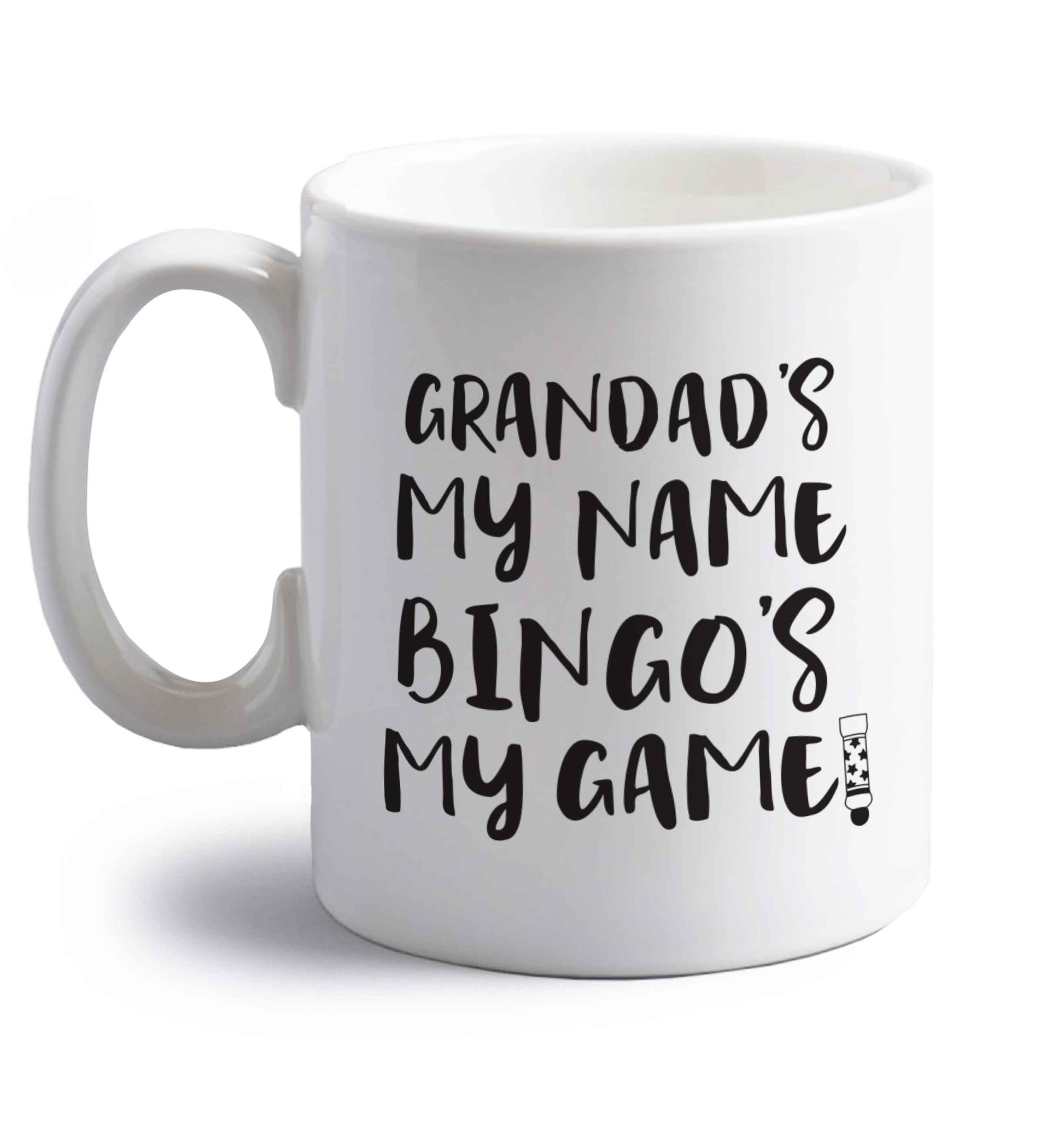 Grandad's my name bingo's my game! right handed white ceramic mug 