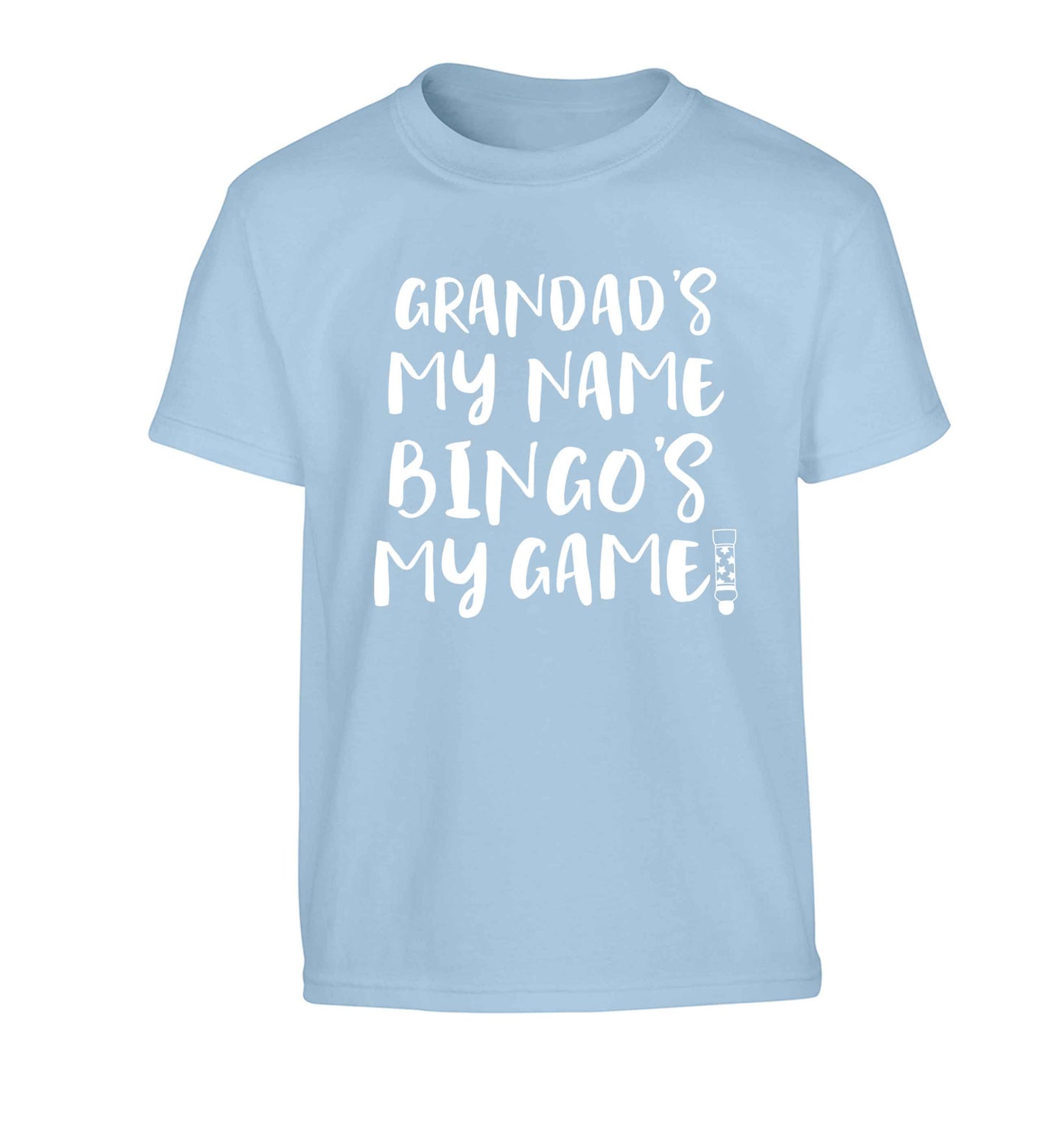 Grandad's my name bingo's my game! Children's light blue Tshirt 12-13 Years