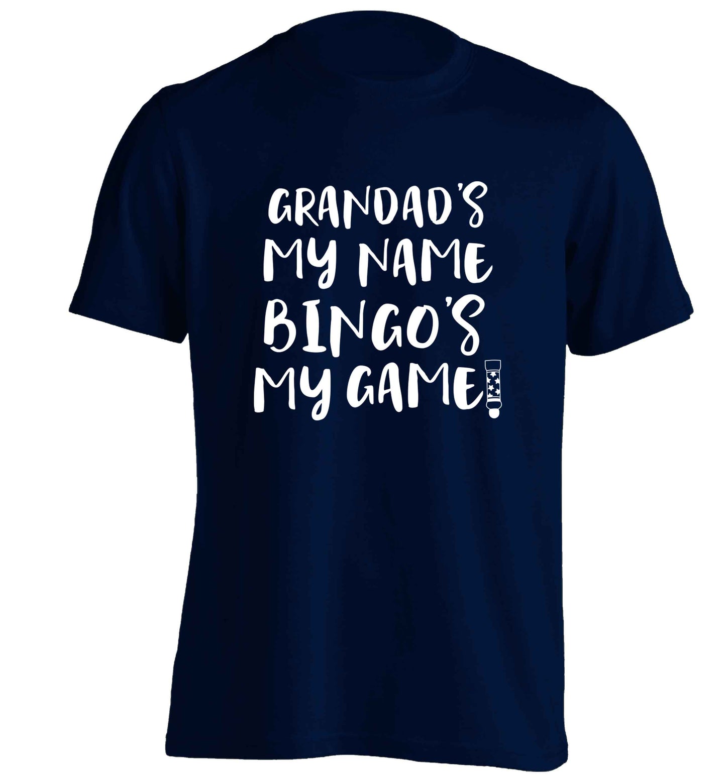Grandad's my name bingo's my game! adults unisex navy Tshirt 2XL
