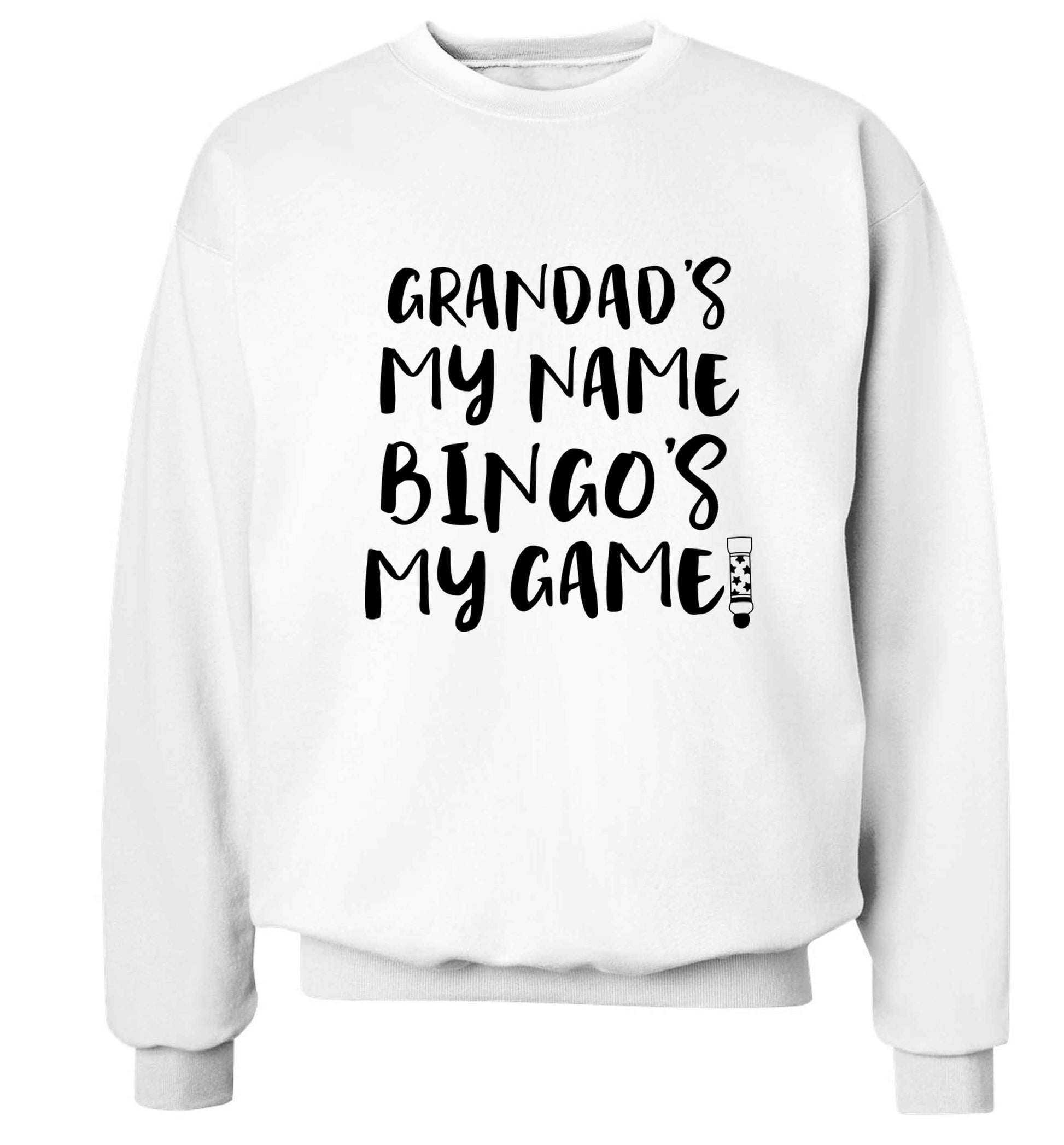 Grandad's my name bingo's my game! Adult's unisex white Sweater 2XL
