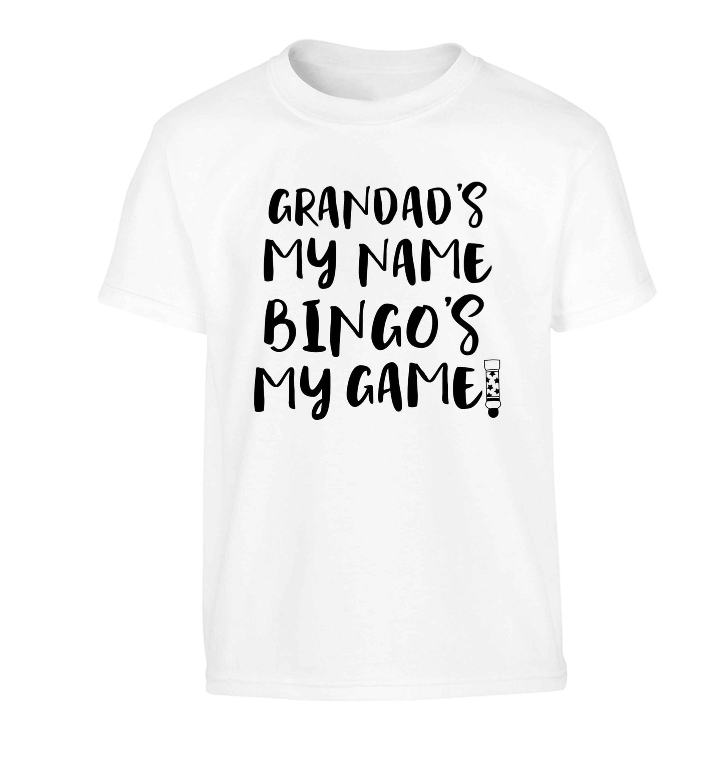 Grandad's my name bingo's my game! Children's white Tshirt 12-13 Years