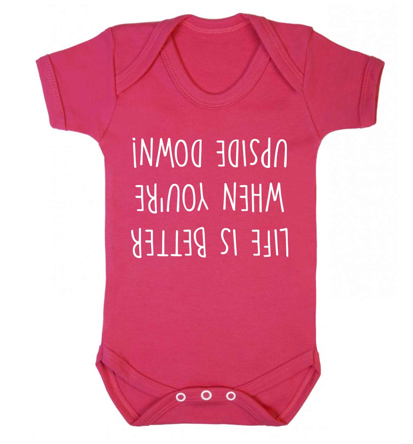 Life is better upside down Baby Vest dark pink 18-24 months