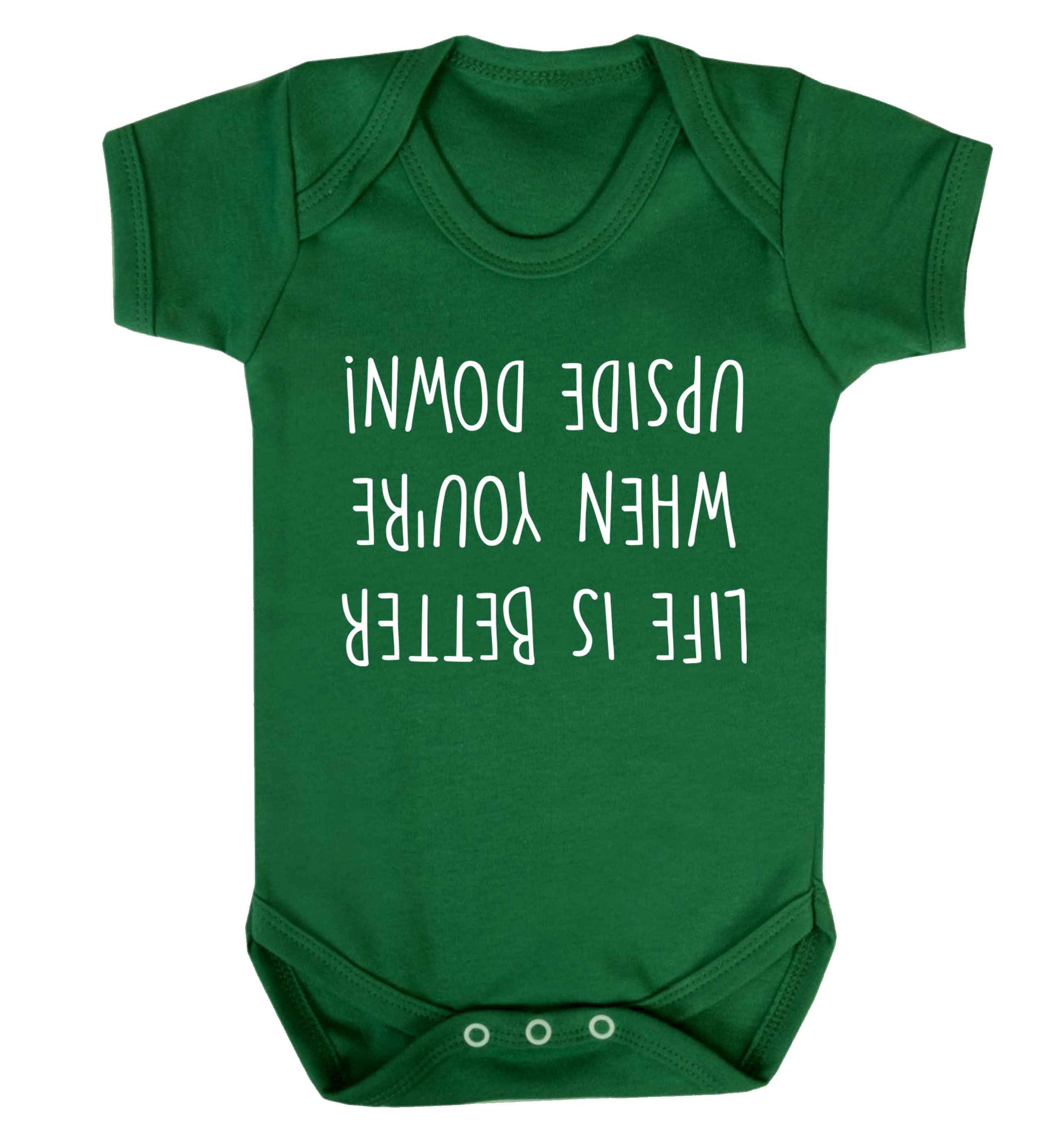 Life is better upside down Baby Vest green 18-24 months