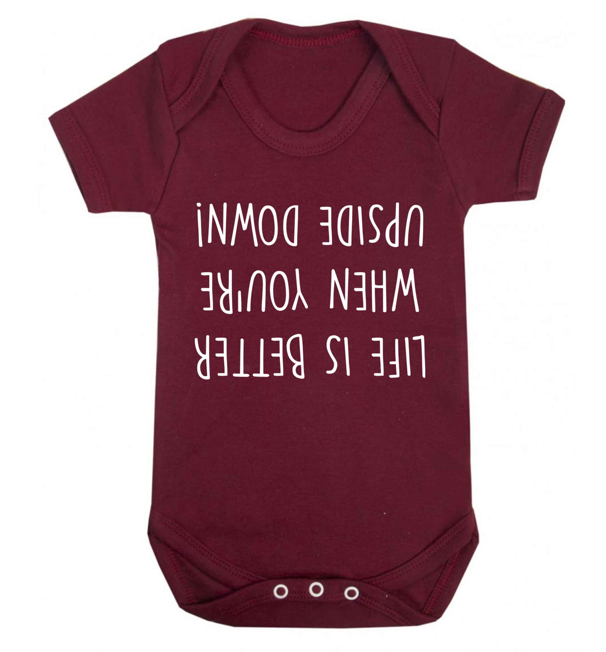 Life is better upside down Baby Vest maroon 18-24 months