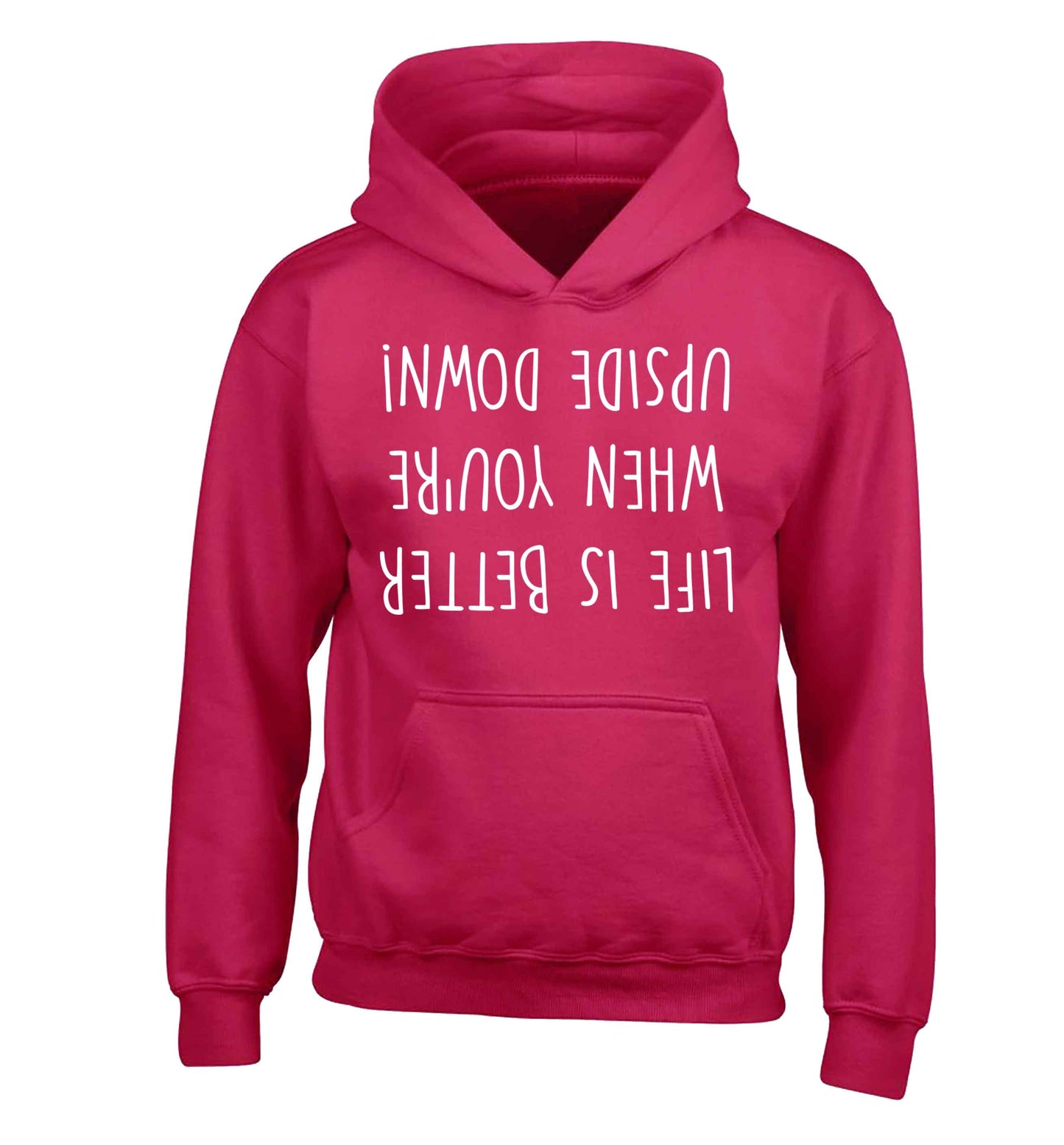 Life is better upside down children's pink hoodie 12-13 Years
