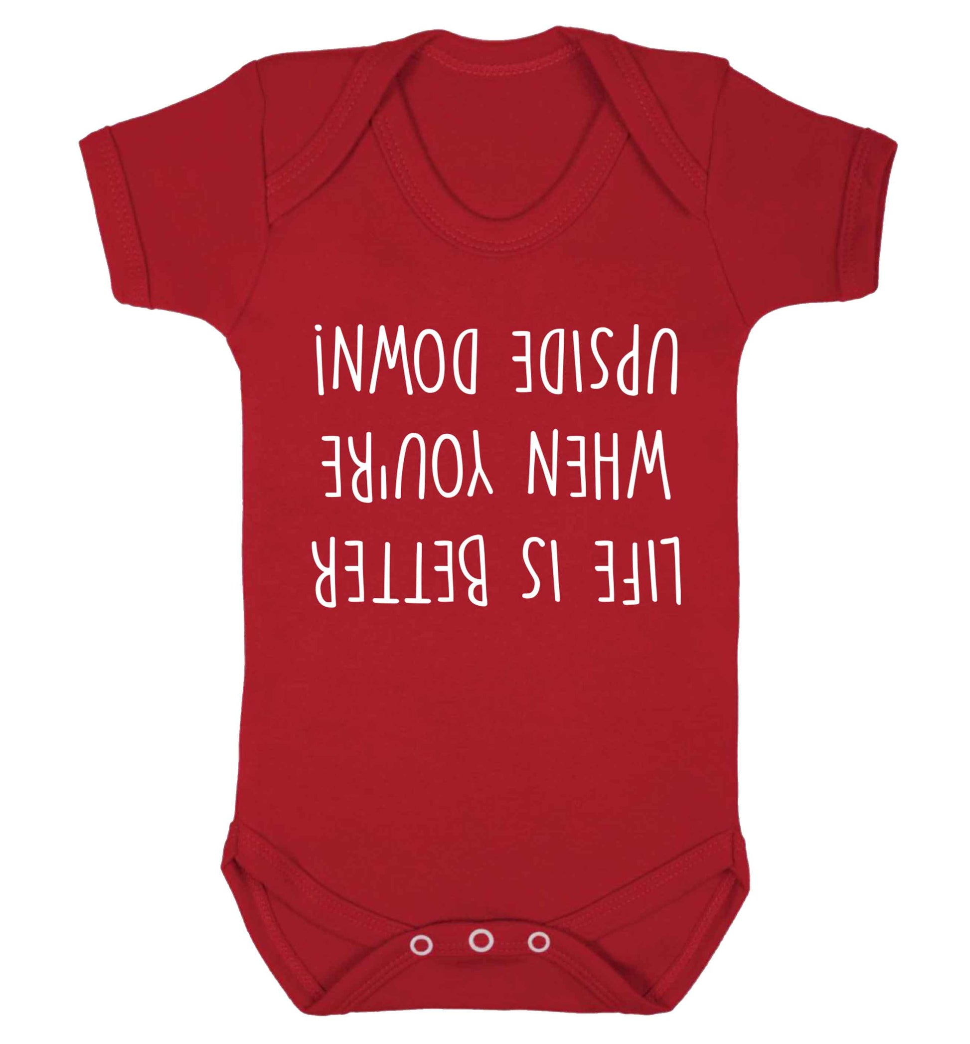 Life is better upside down Baby Vest red 18-24 months