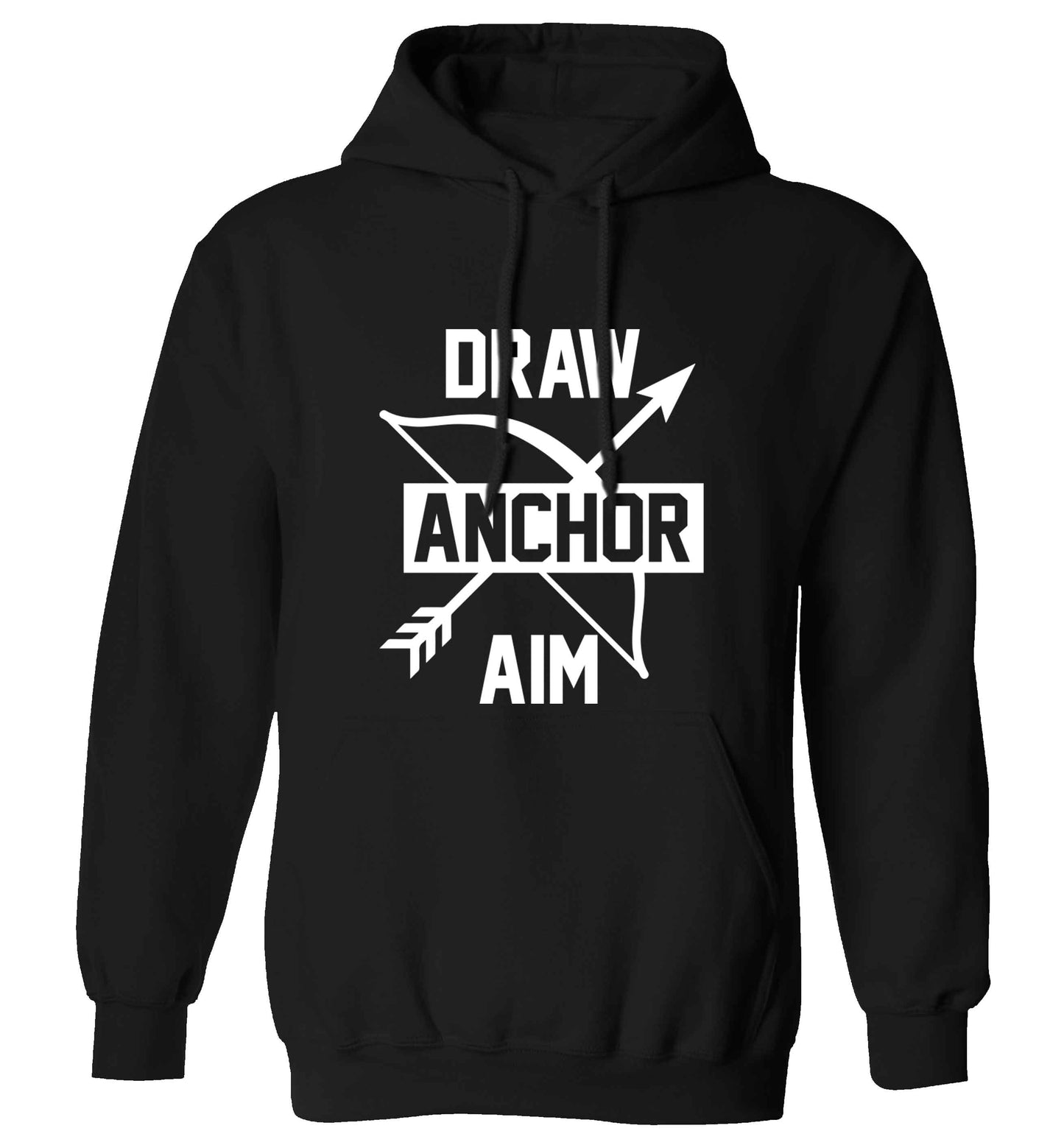 Draw anchor aim adults unisex black hoodie 2XL