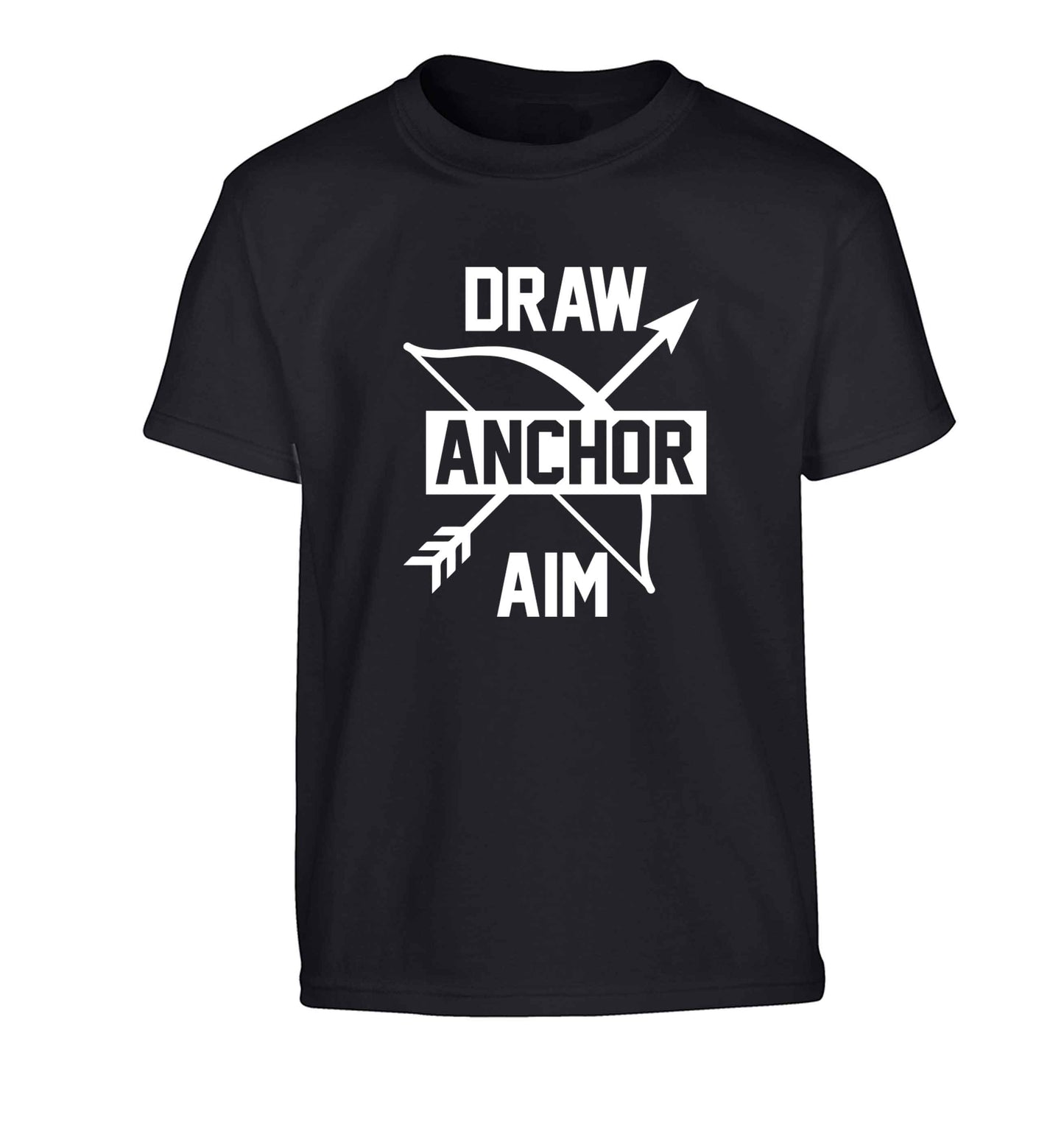 Draw anchor aim Children's black Tshirt 12-13 Years