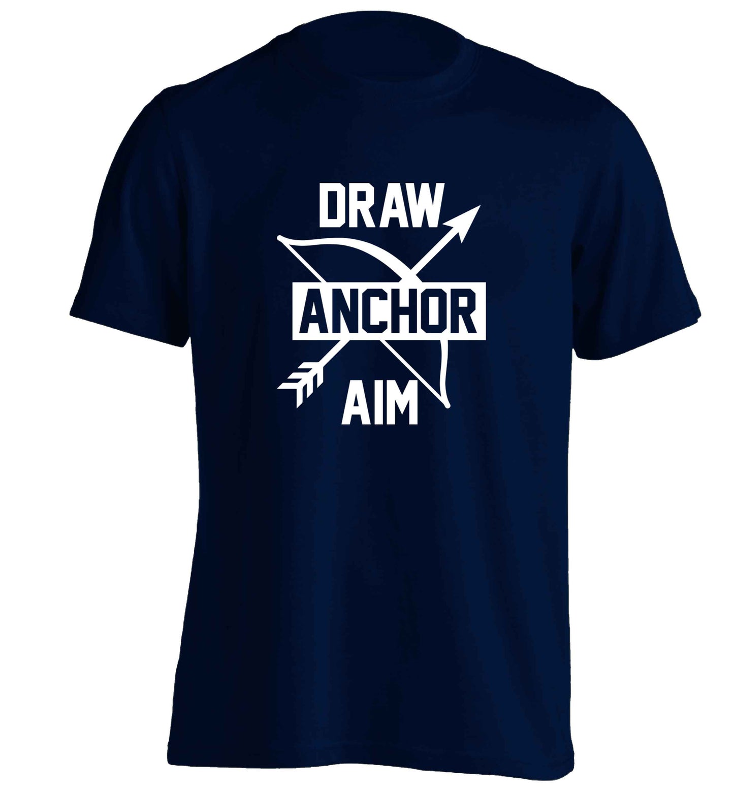 Draw anchor aim adults unisex navy Tshirt 2XL