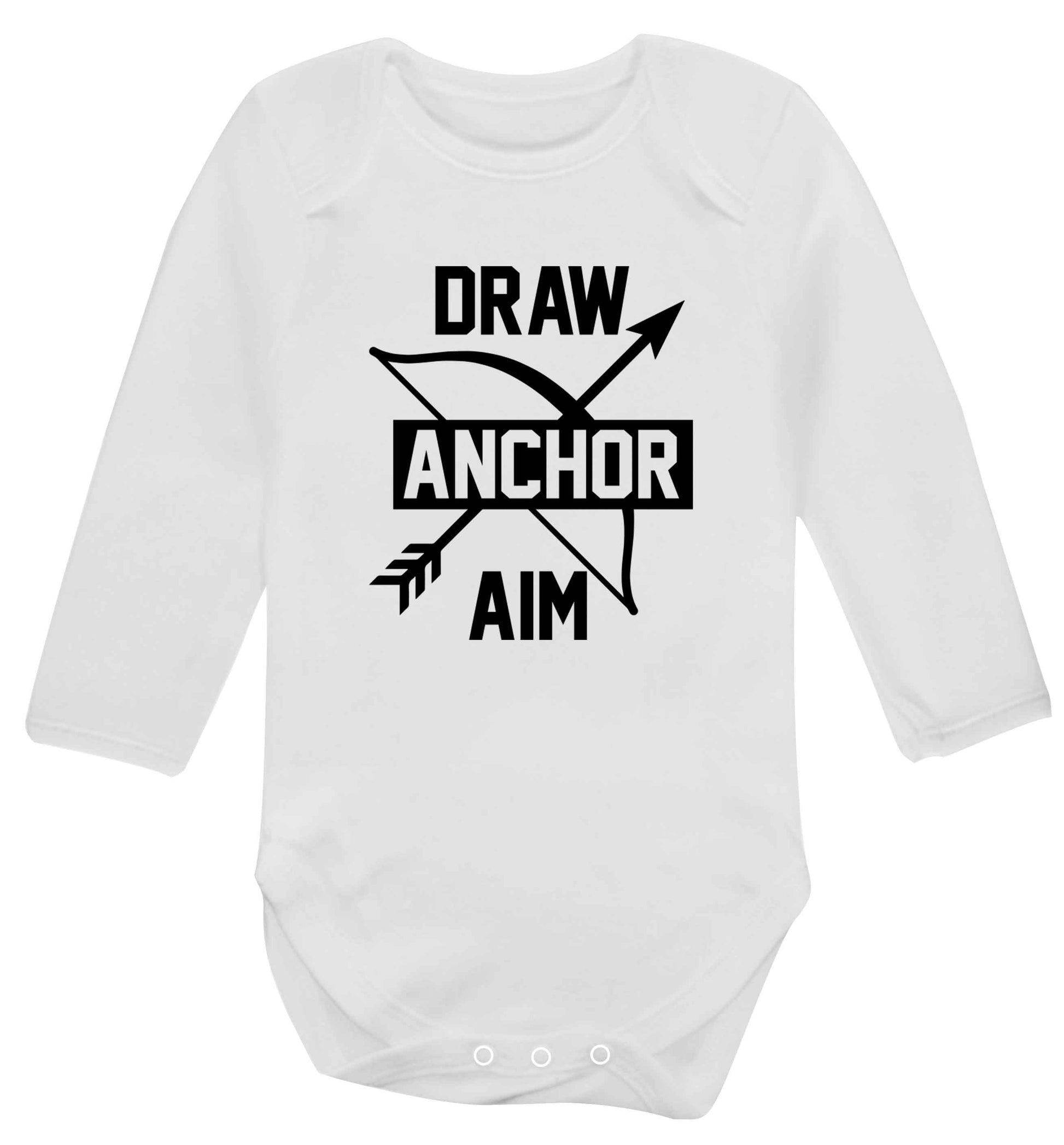 Draw anchor aim Baby Vest long sleeved white 6-12 months