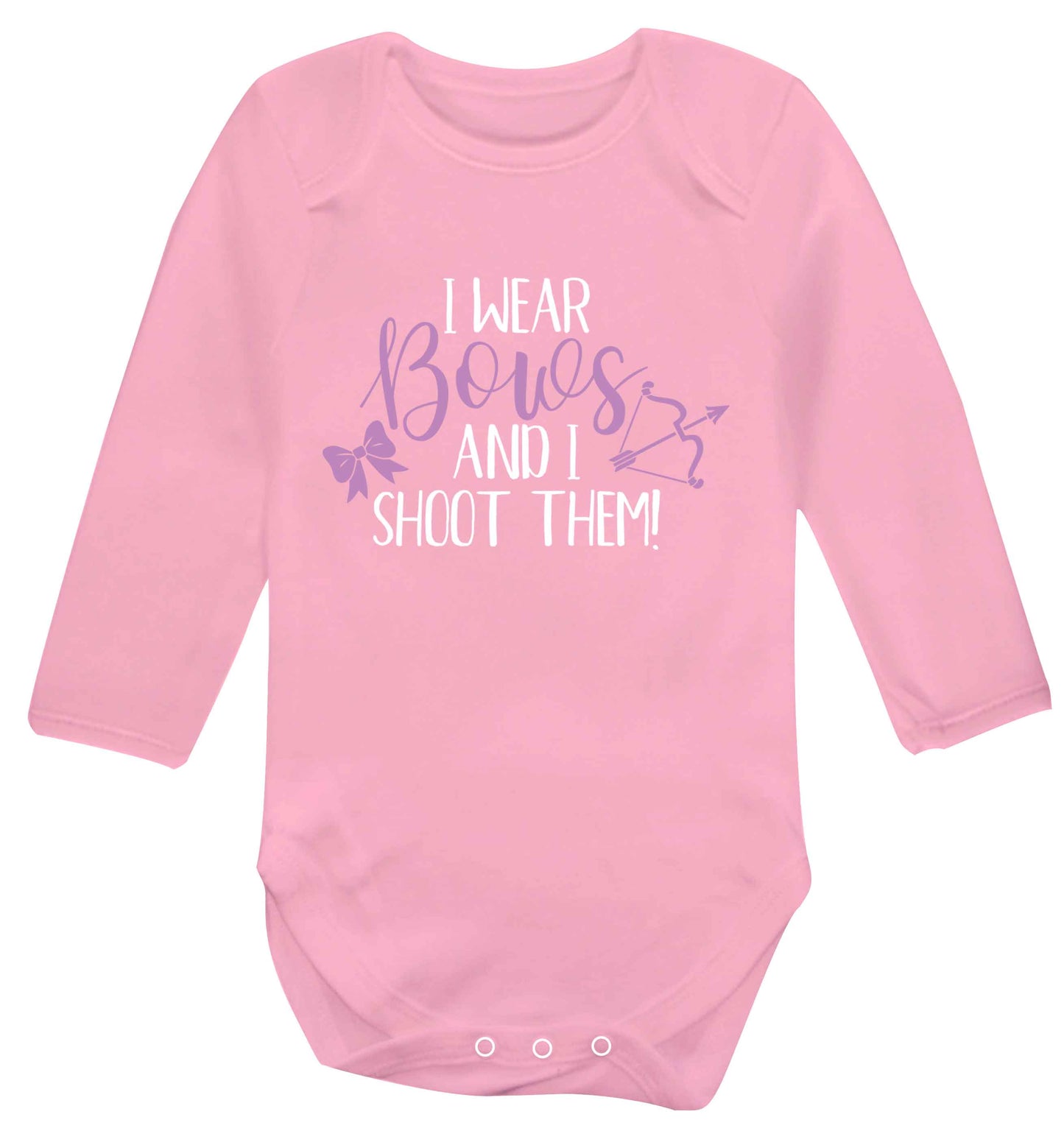 I wear bows and I shoot them Baby Vest long sleeved pale pink 6-12 months
