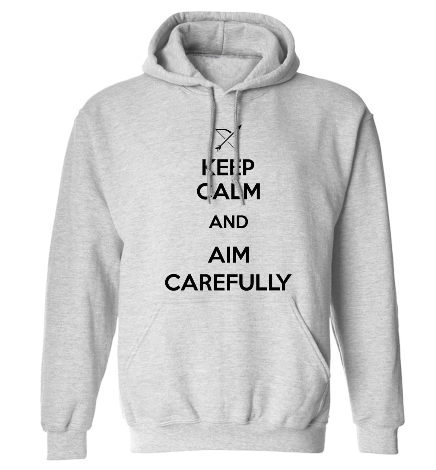 Keep calm and aim carefully adults unisex grey hoodie 2XL