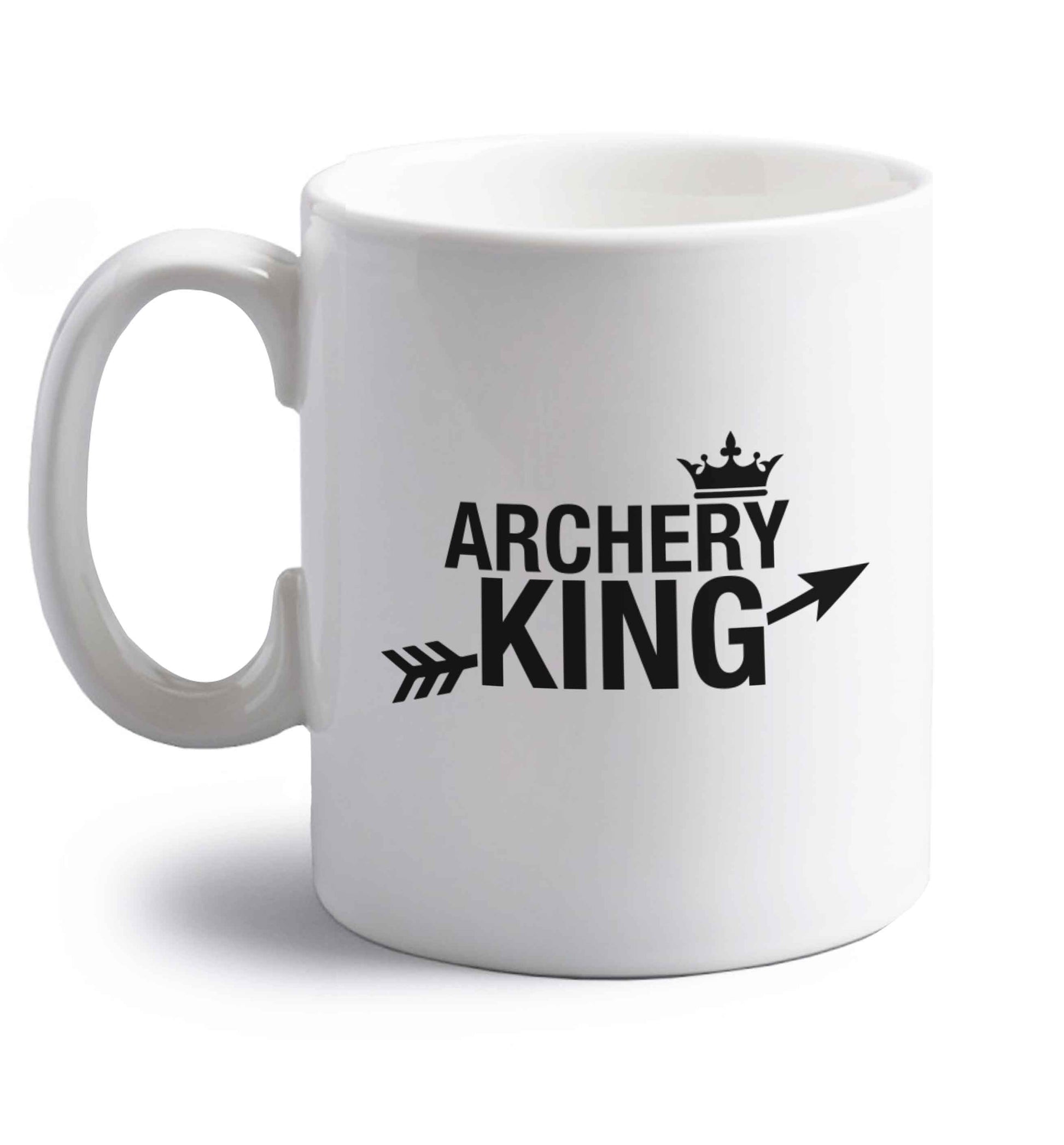 Archery king right handed white ceramic mug 