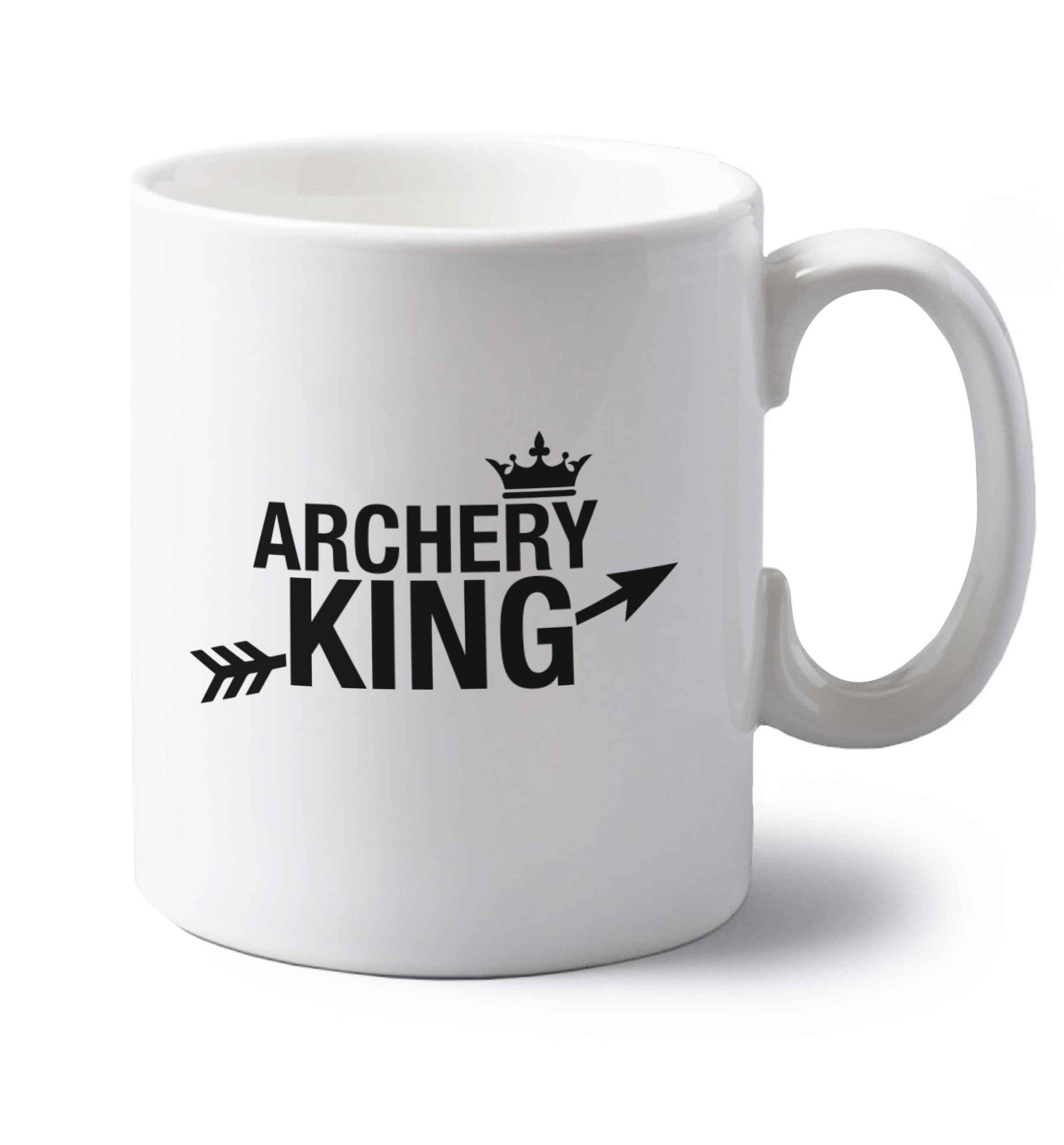 Archery king left handed white ceramic mug 