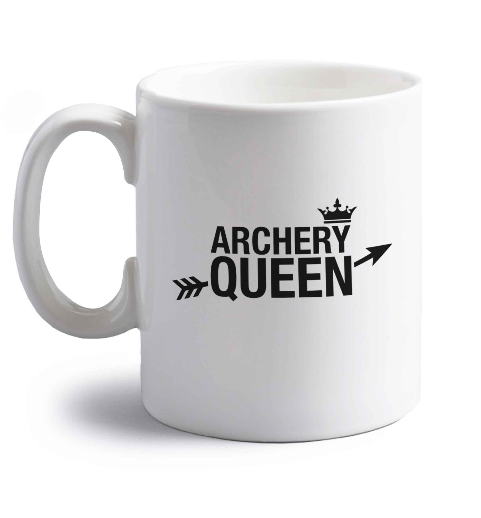Archery queen right handed white ceramic mug 