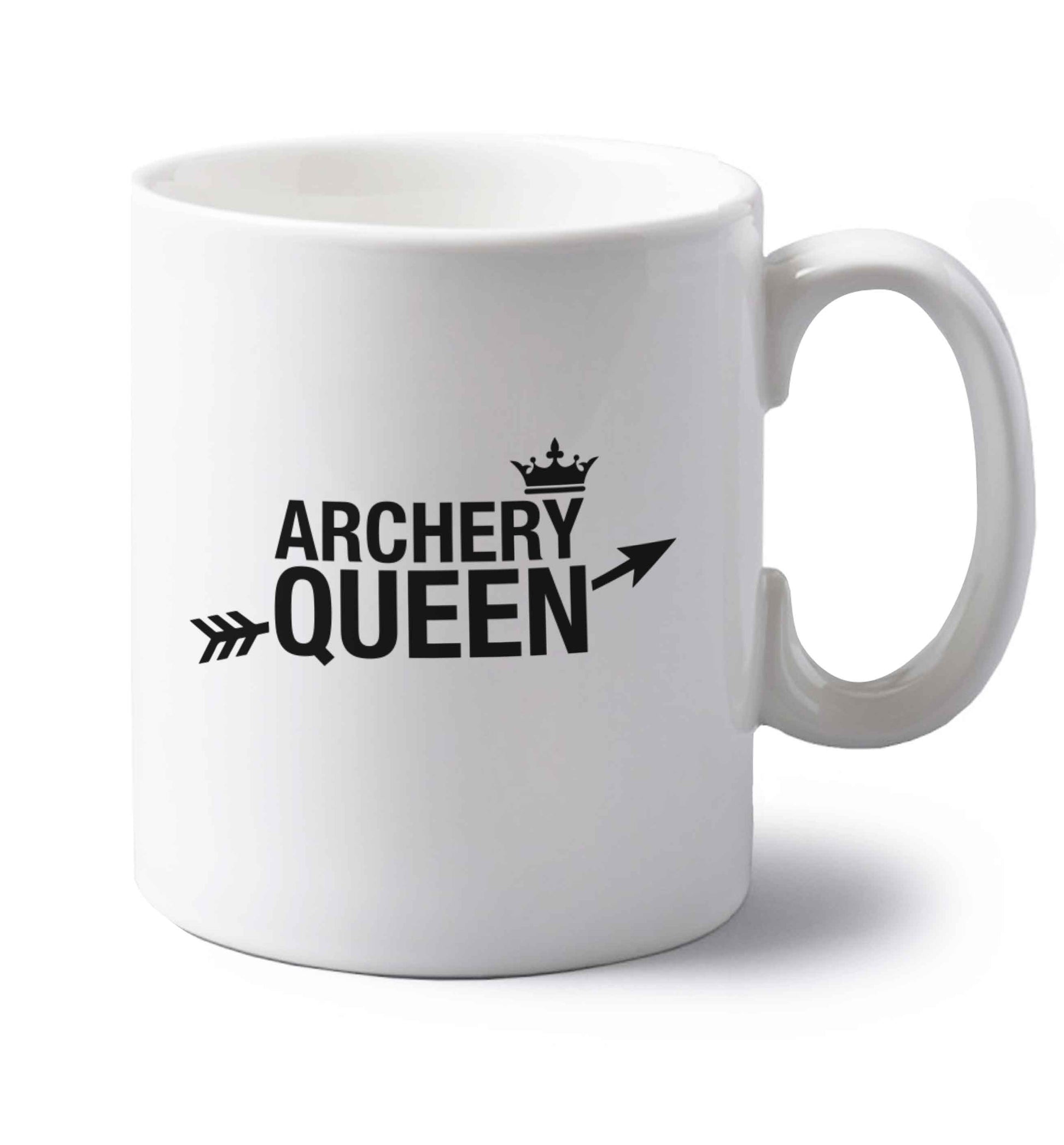 Archery queen left handed white ceramic mug 