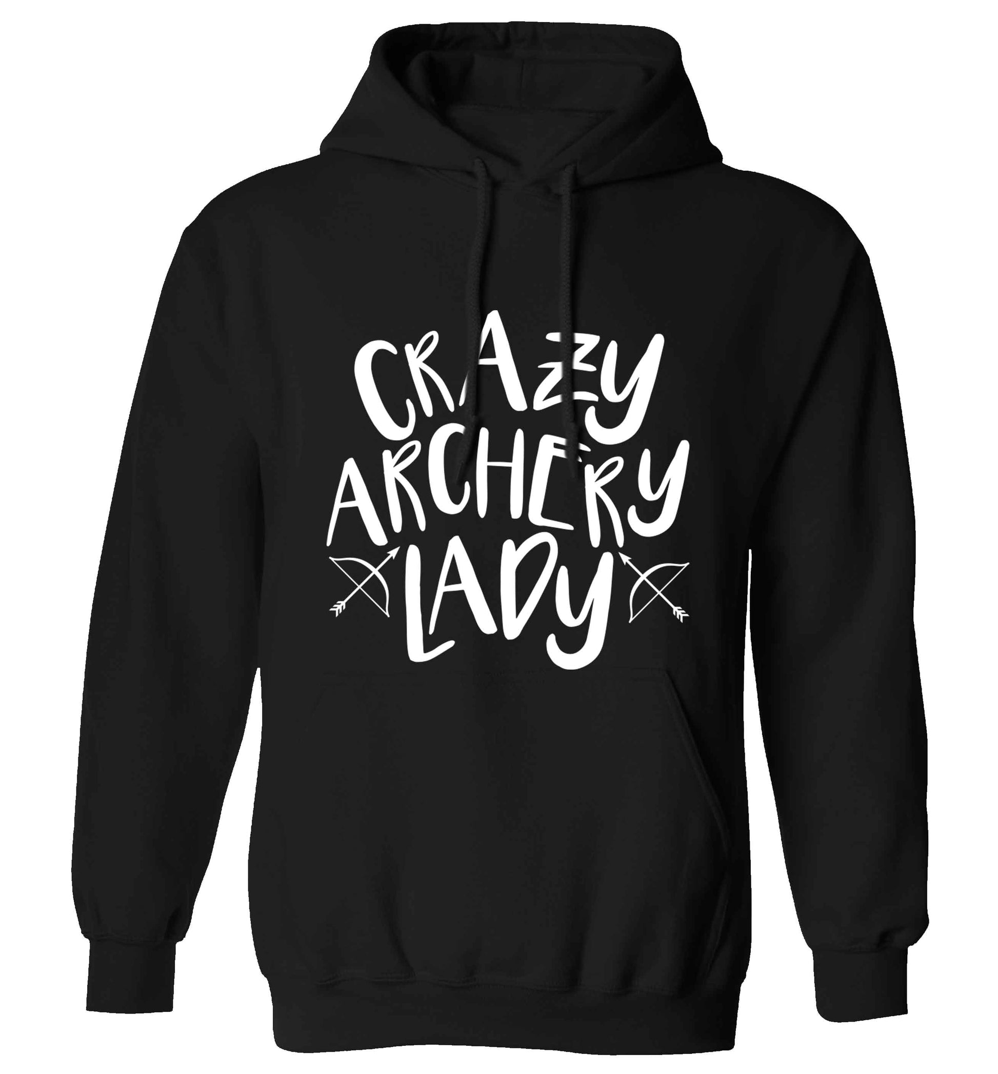 Crazy archery lady adults unisex black hoodie 2XL