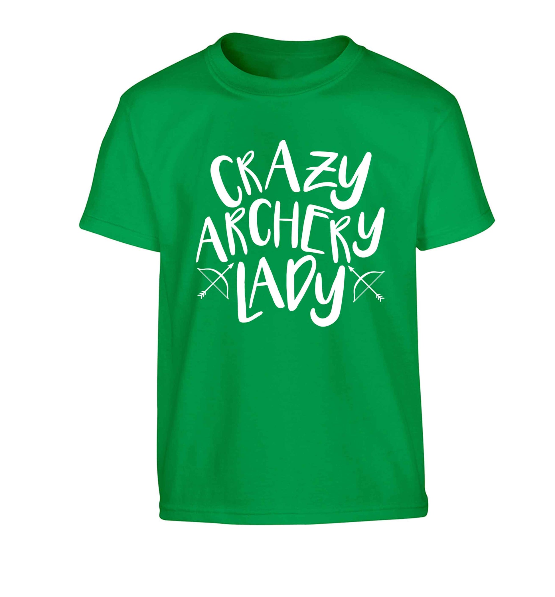 Crazy archery lady Children's green Tshirt 12-13 Years