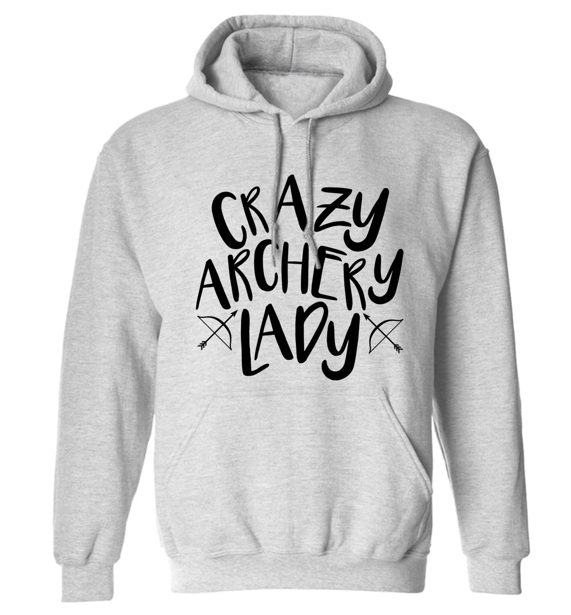 Crazy archery lady adults unisex grey hoodie 2XL