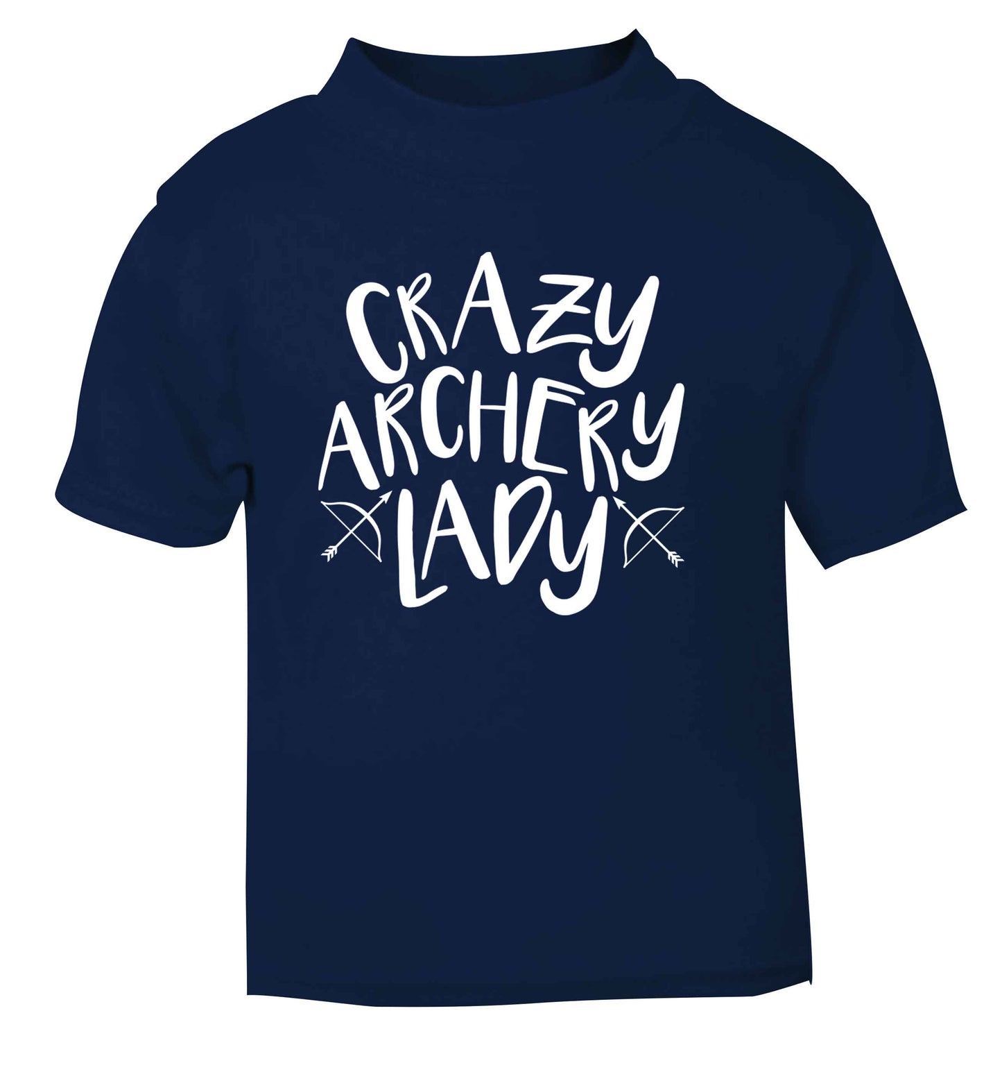 Crazy archery lady navy Baby Toddler Tshirt 2 Years