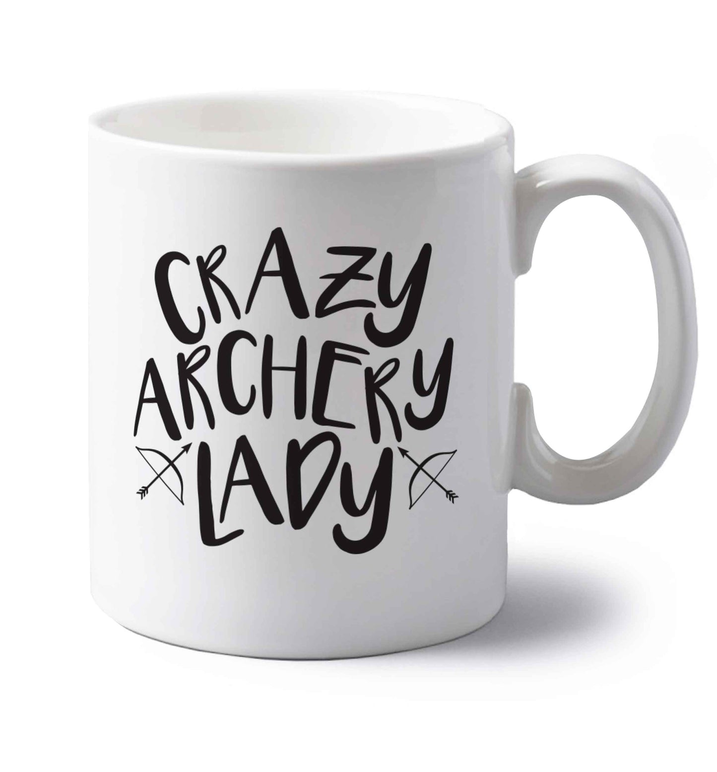 Crazy archery lady left handed white ceramic mug 