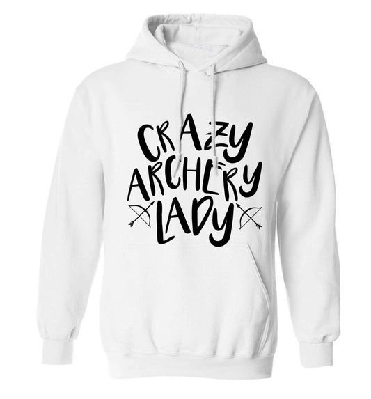 Crazy archery lady adults unisex white hoodie 2XL