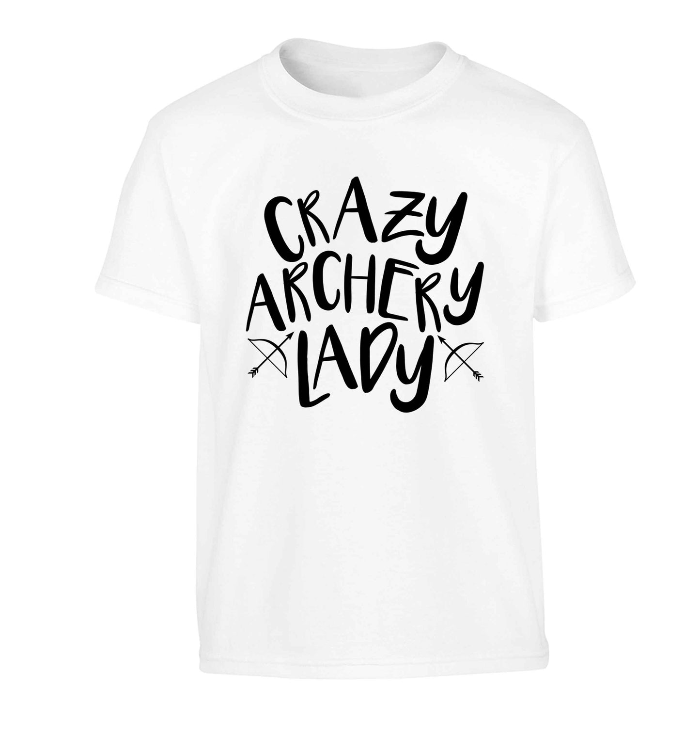 Crazy archery lady Children's white Tshirt 12-13 Years