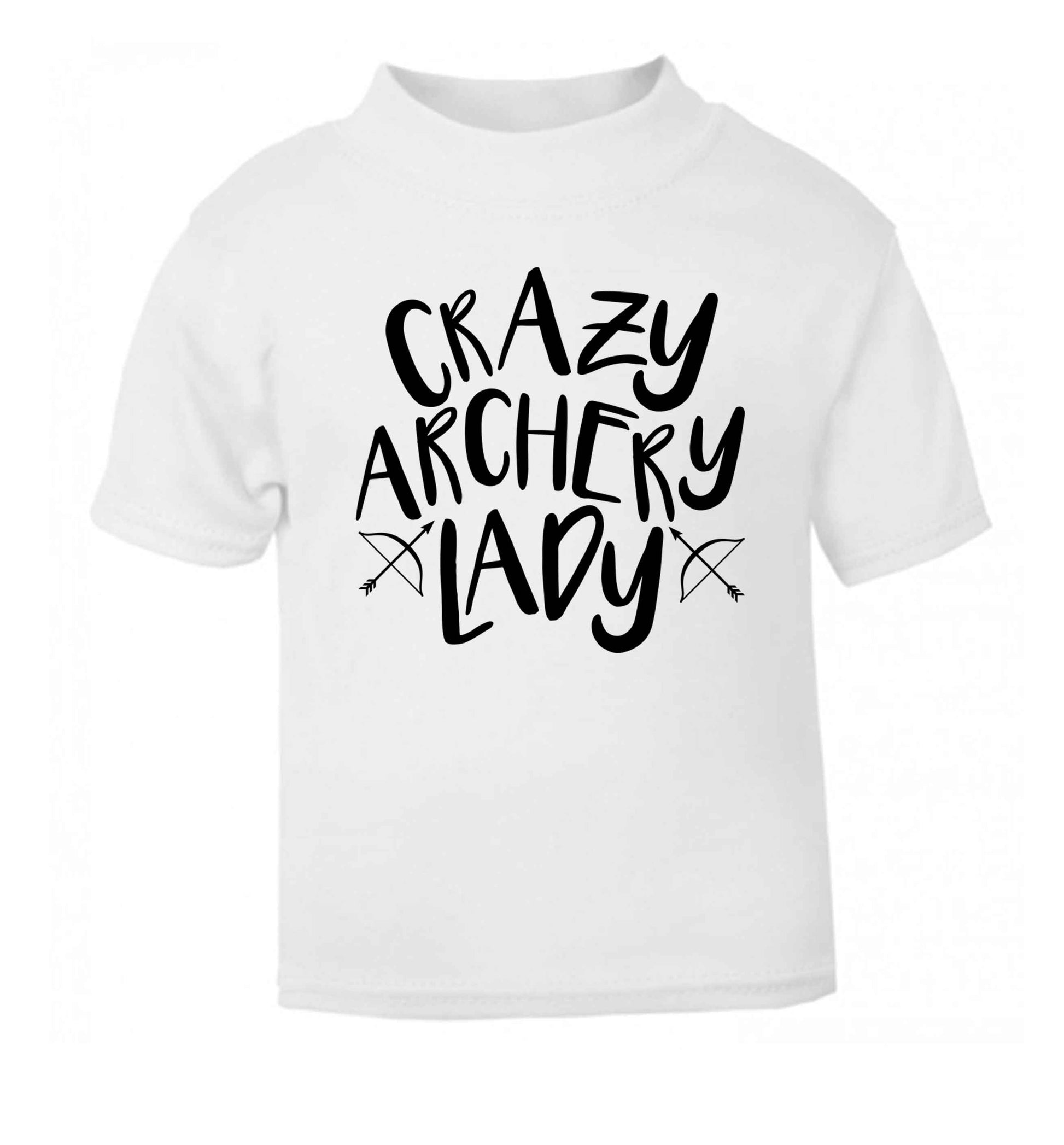Crazy archery lady white Baby Toddler Tshirt 2 Years