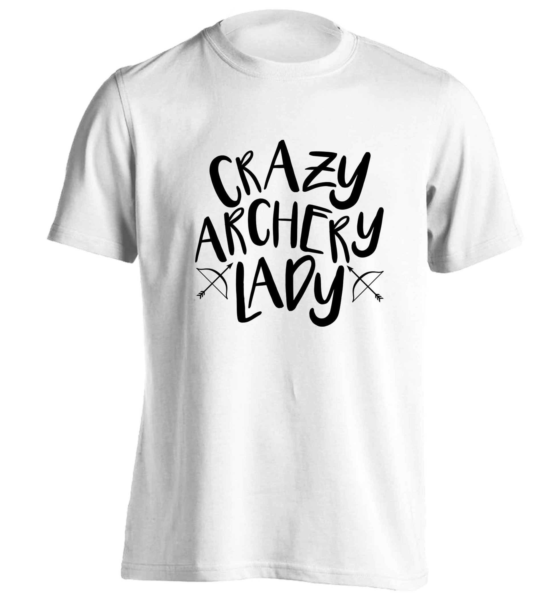 Crazy archery lady adults unisex white Tshirt 2XL