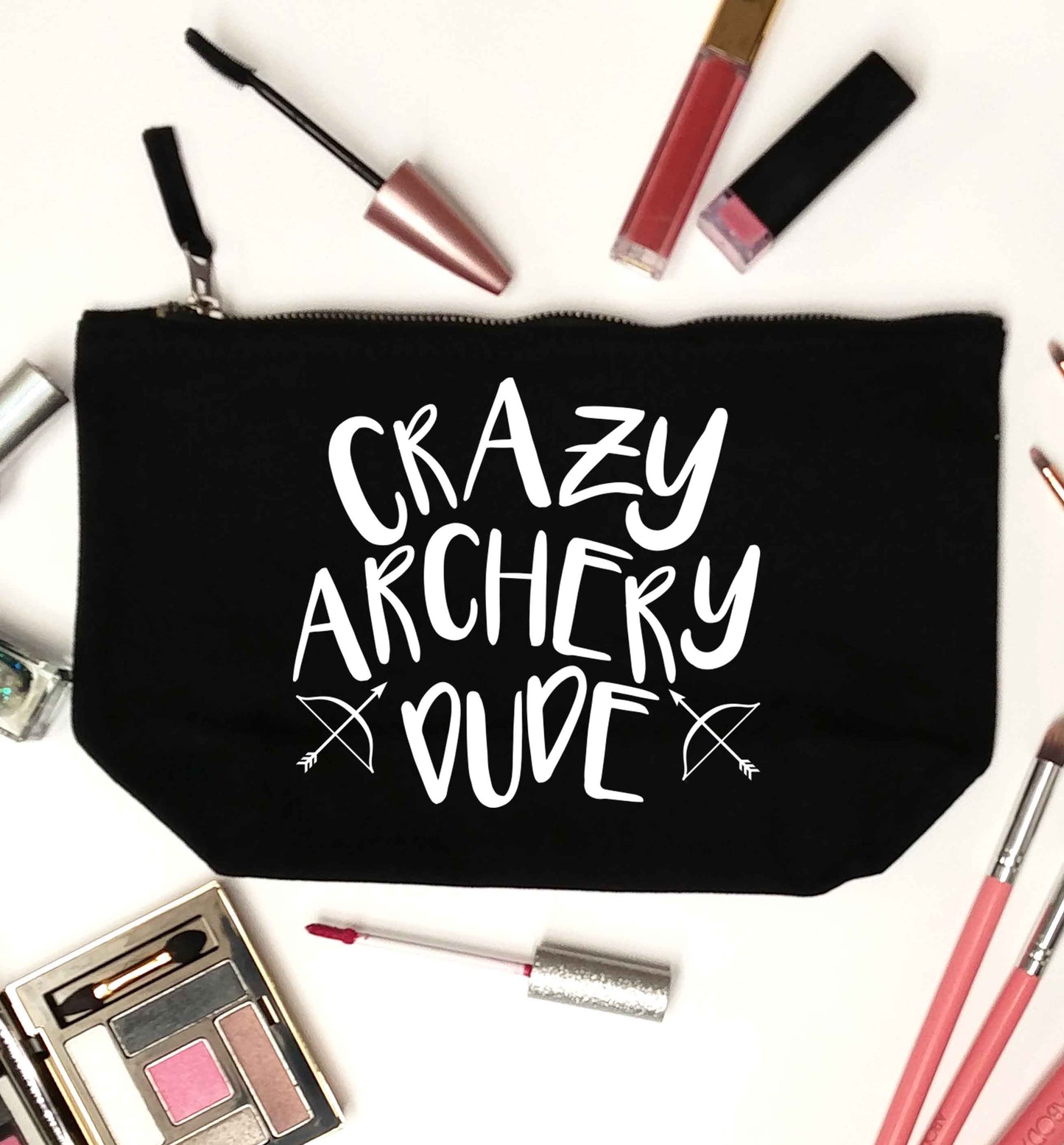 Crazy archery dude black makeup bag