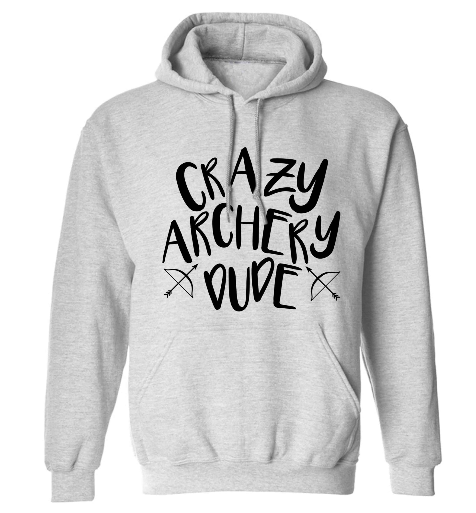 Crazy archery dude adults unisex grey hoodie 2XL