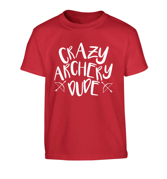 Crazy archery dude Children's red Tshirt 12-13 Years