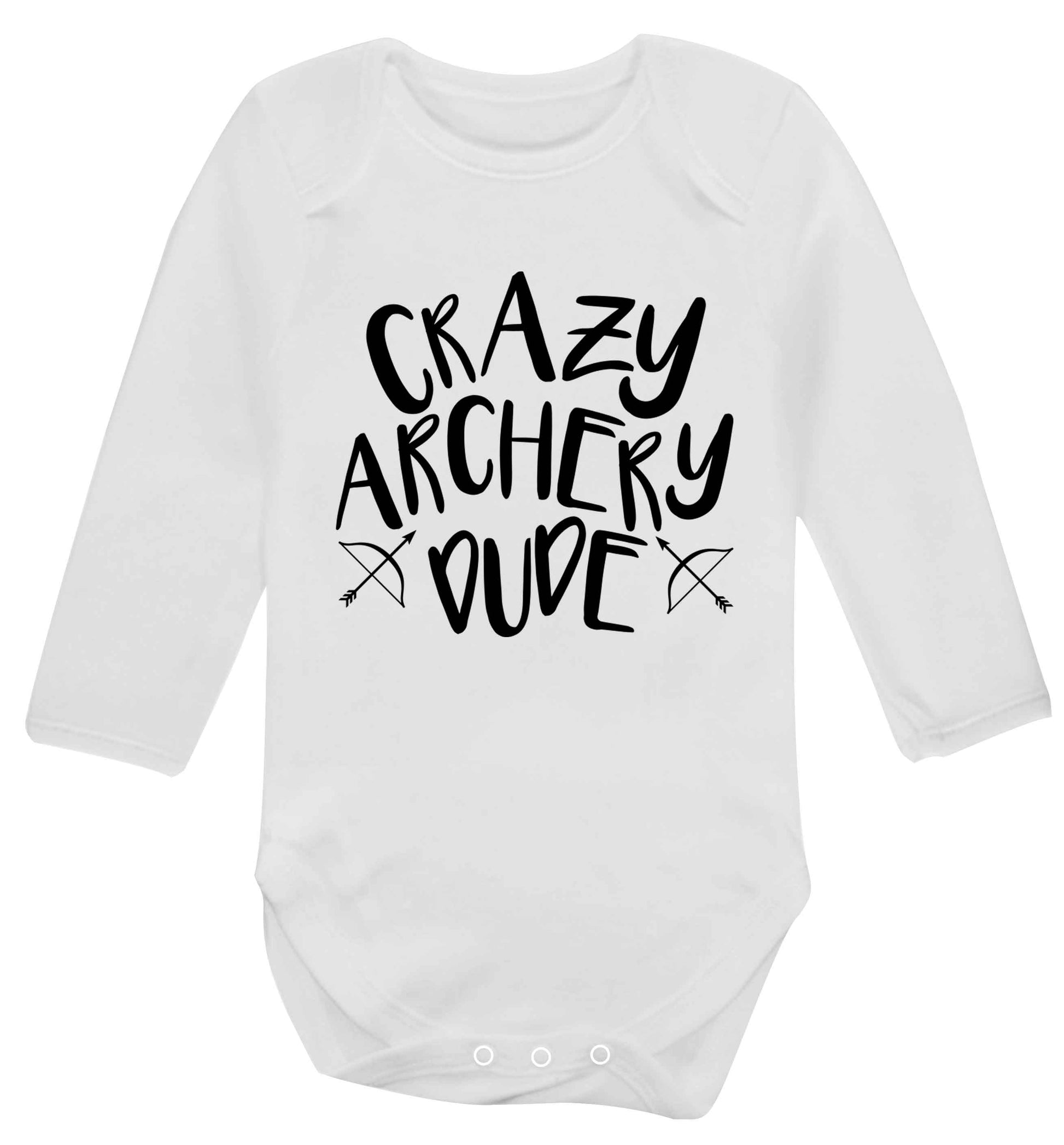 Crazy archery dude Baby Vest long sleeved white 6-12 months