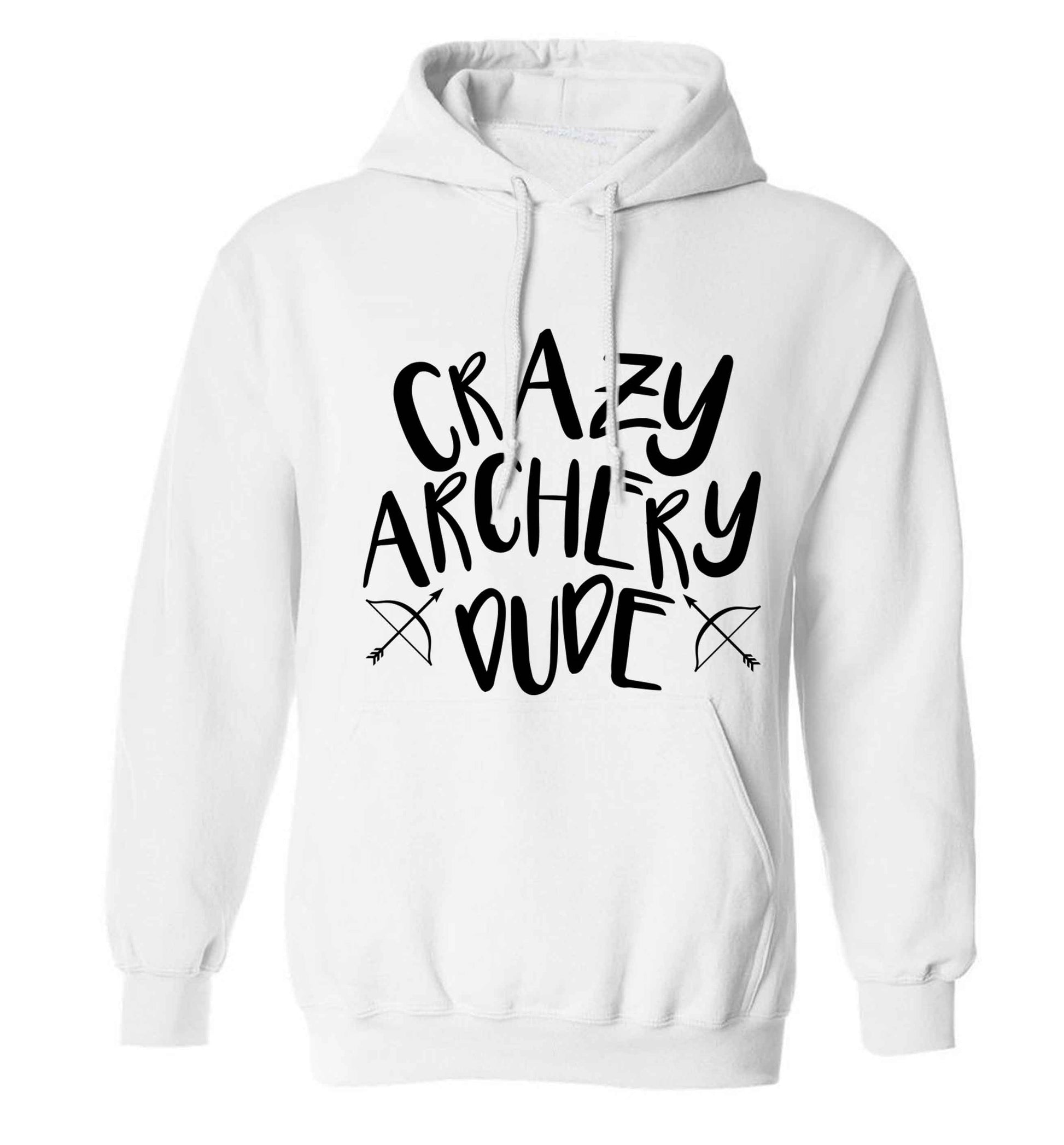 Crazy archery dude adults unisex white hoodie 2XL
