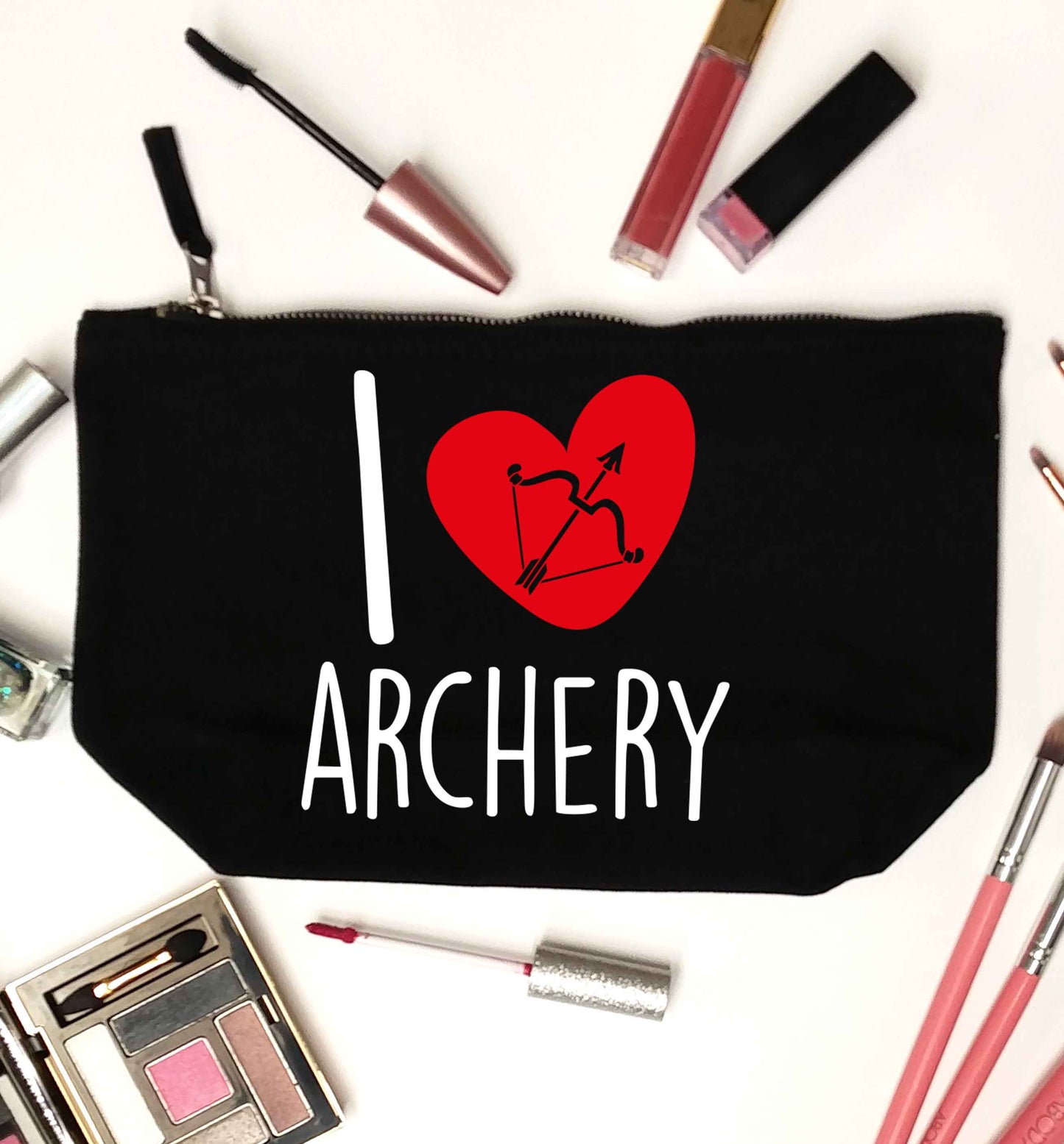 I love archery black makeup bag
